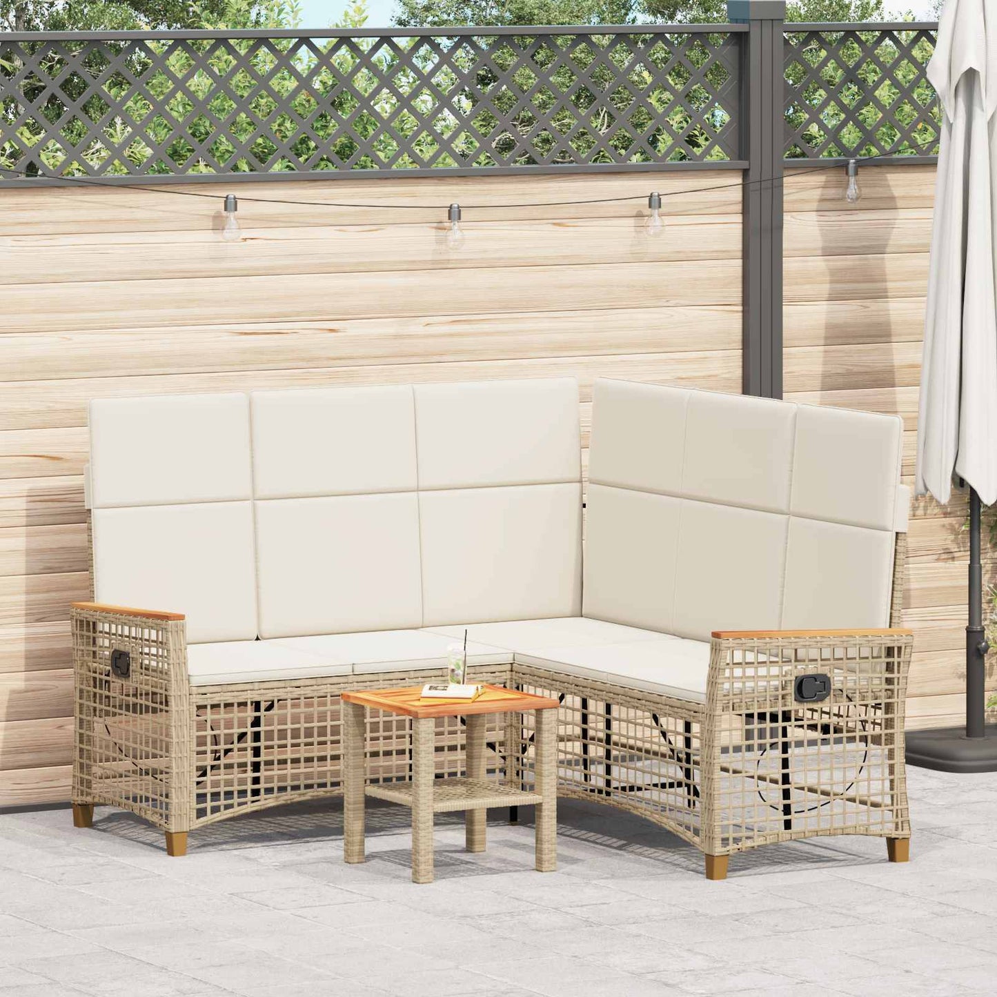 Garten Liegesofa Set 5-Sitzanzahl Beige und Cremeweiß