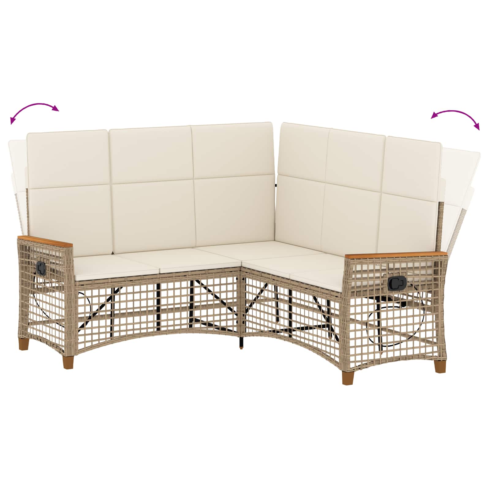 Garten Liegesofa Set 5-Sitzanzahl Beige und Cremeweiß
