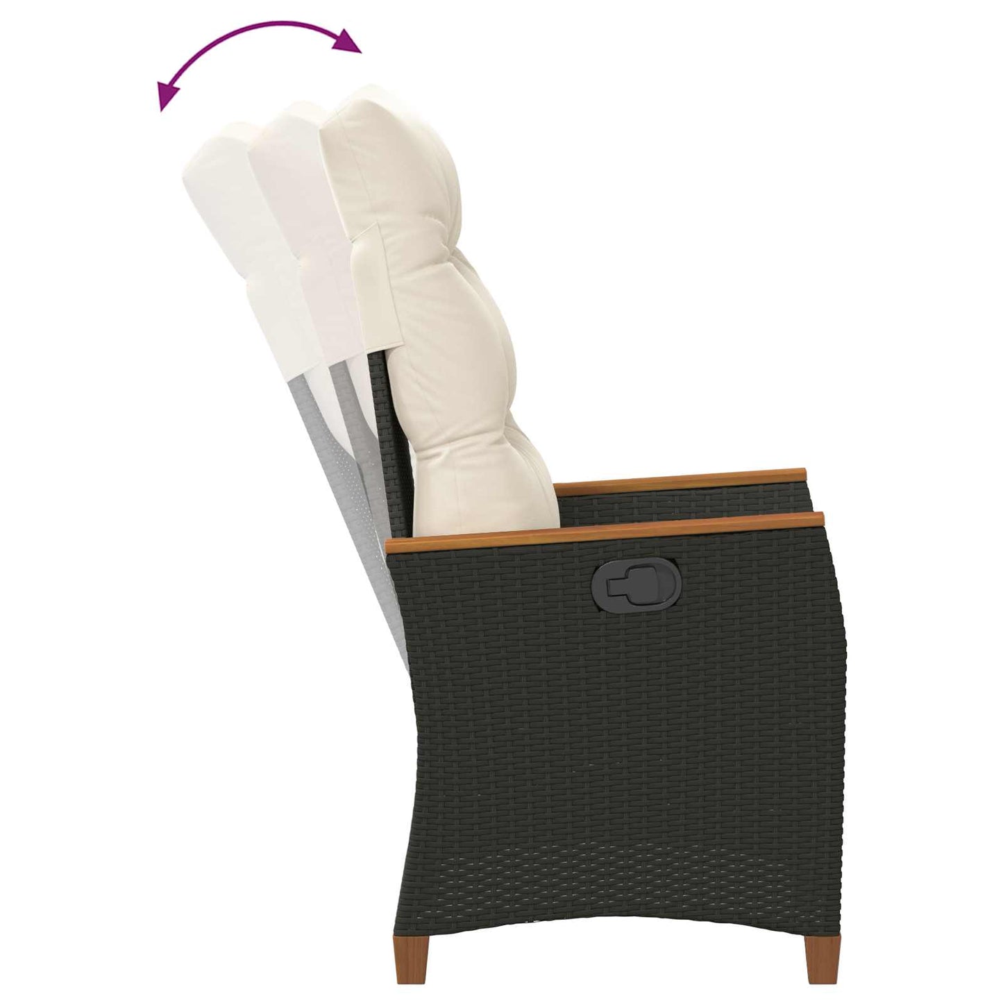 Verstellbarer Gartenstuhl Schwarz und Creme 64 x 57,5 x 112 cm
