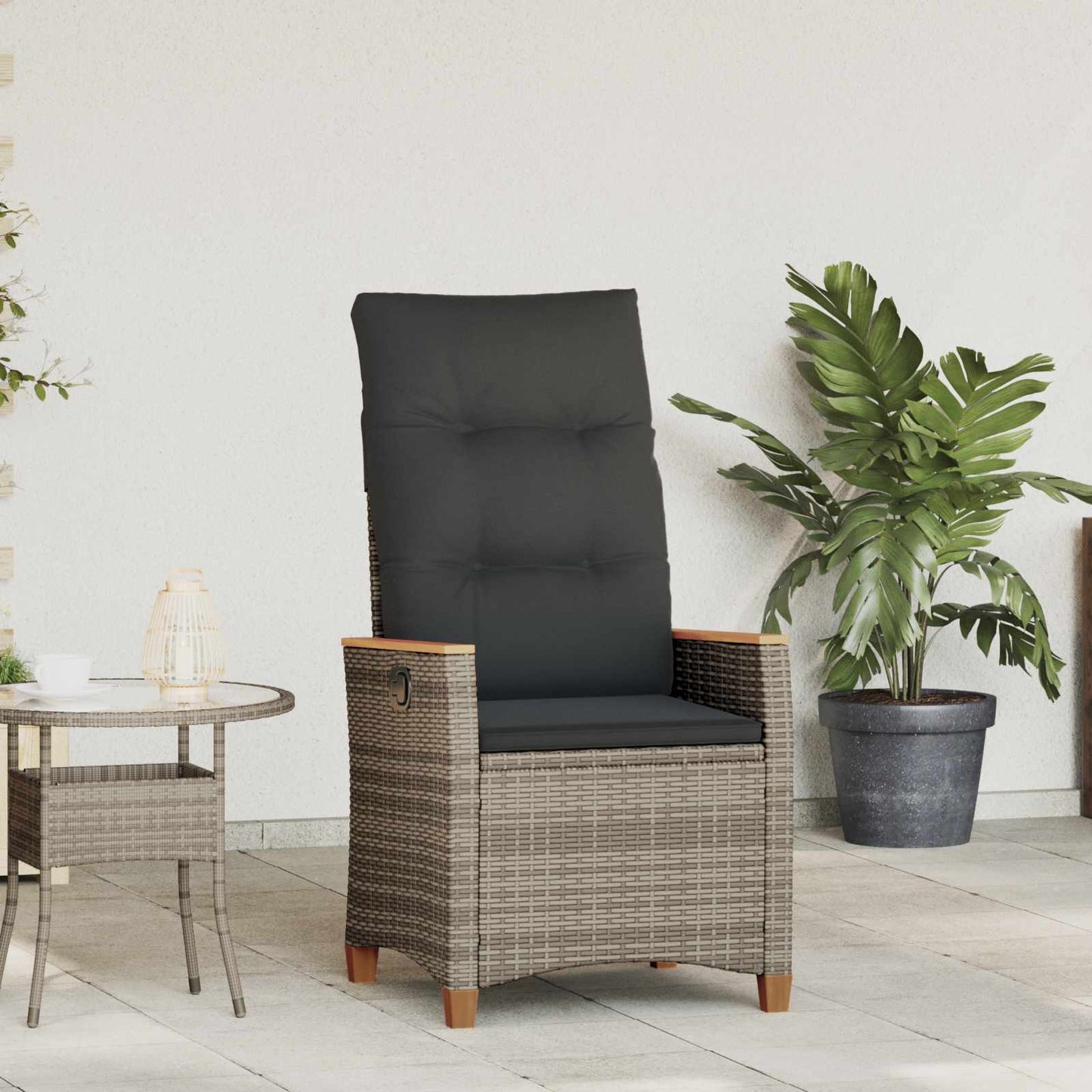 Verstellbarer Gartenstuhl Grau und Dunkelgrau Poly-Rattan