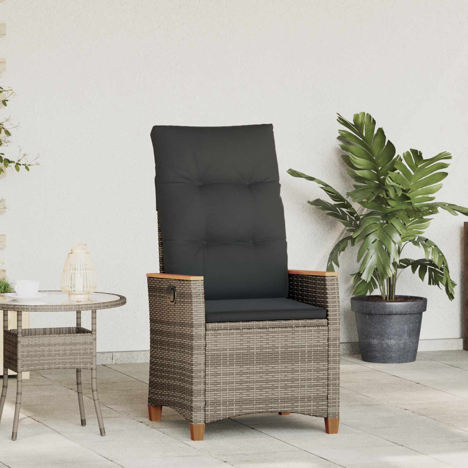 Verstellbarer Gartenstuhl Grau und Dunkelgrau Poly-Rattan