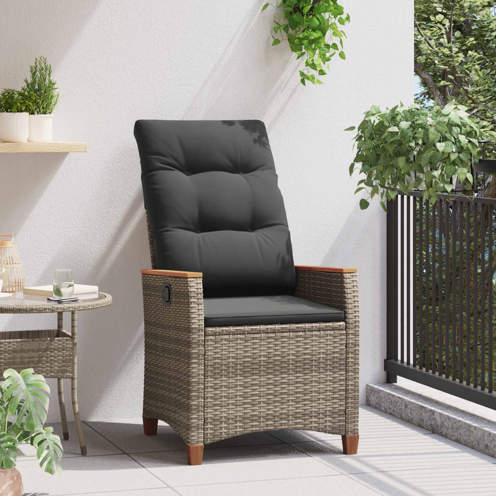 Verstellbarer Gartenstuhl Grau und Dunkelgrau Poly-Rattan