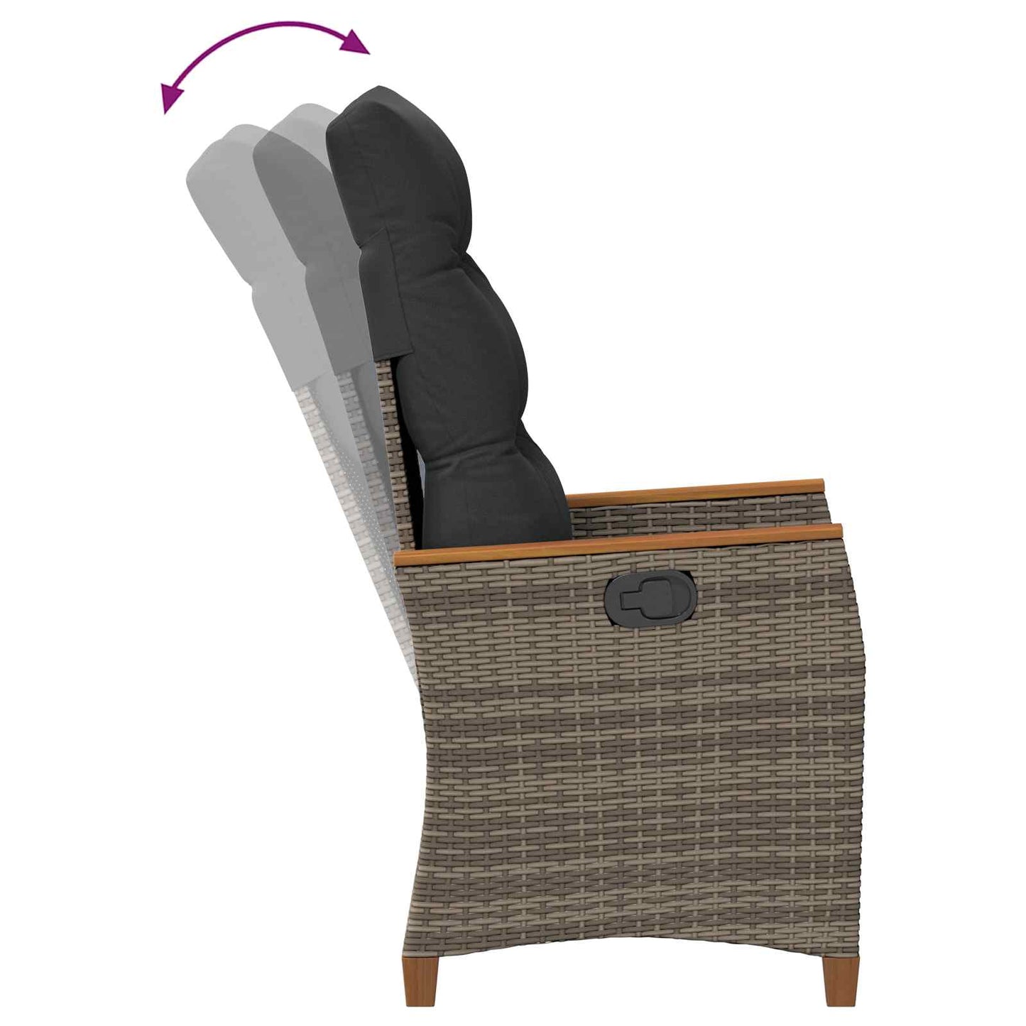 Verstellbarer Gartenstuhl Grau und Dunkelgrau Poly-Rattan