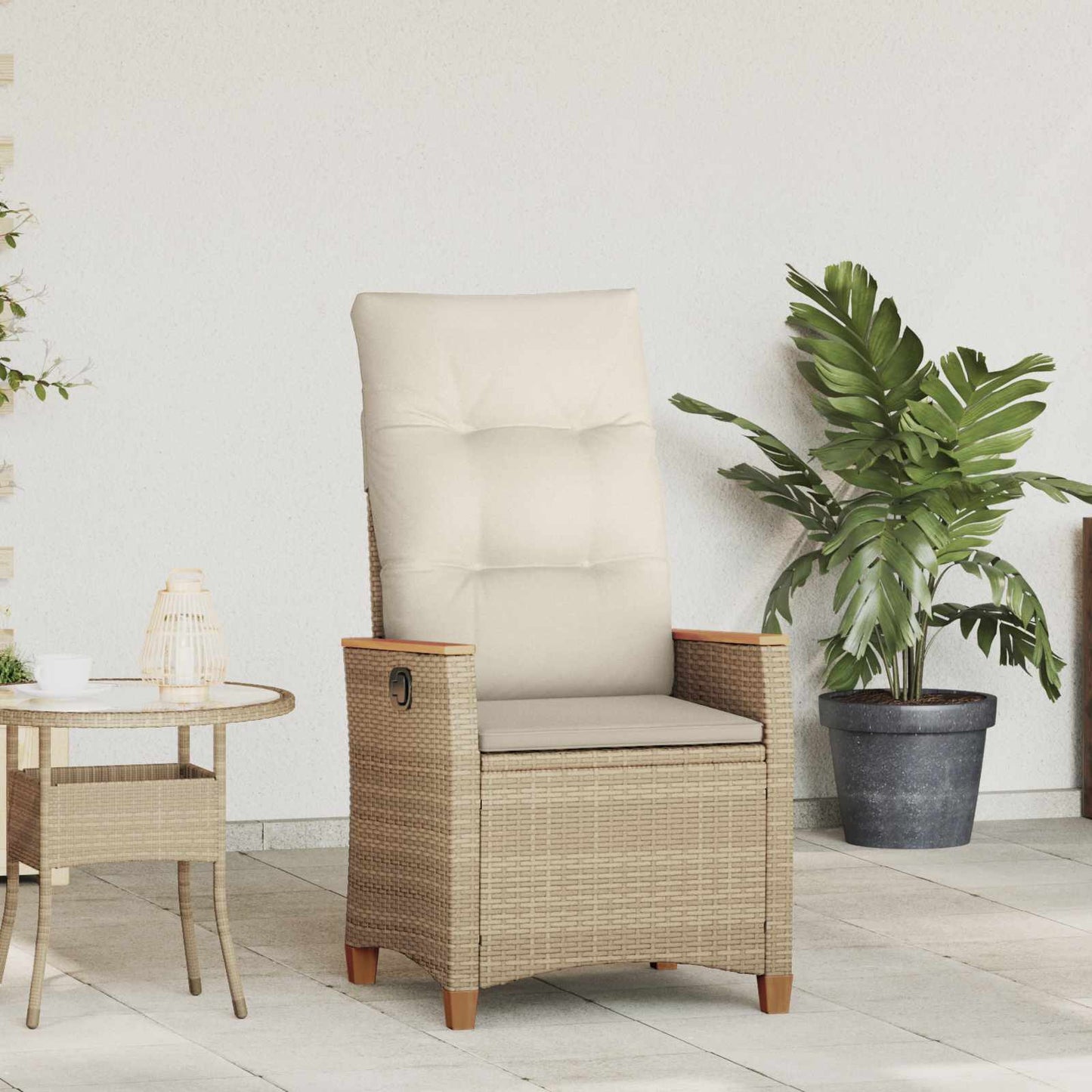 Verstellbarer Gartenstuhl Beige und Creme 64 x 57,5 x 112 cm