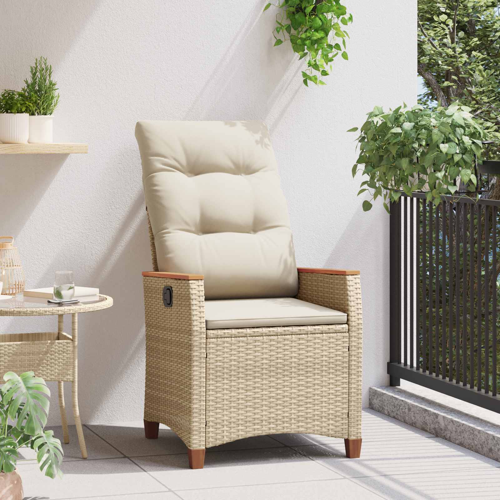 Verstellbarer Gartenstuhl Beige und Creme 64 x 57,5 x 112 cm