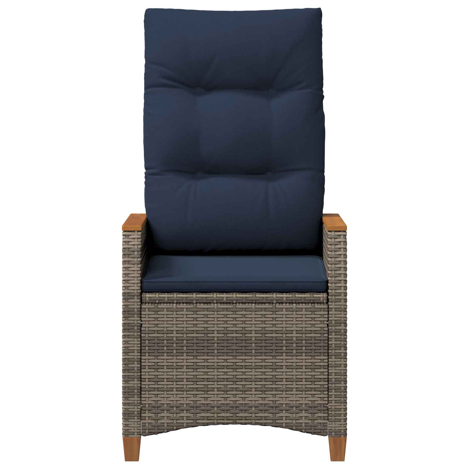 Verstellbarer Gartenstuhl Grau und Marineblau Poly-Rattan