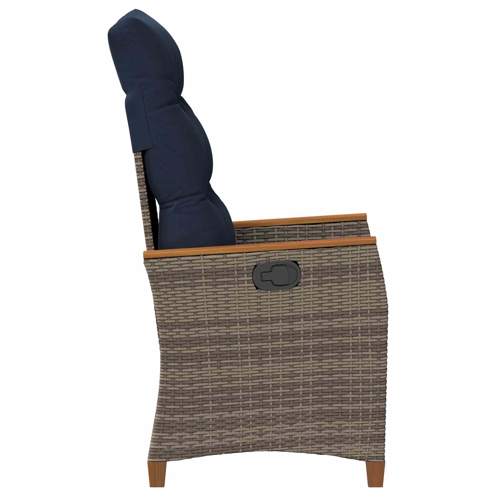 Verstellbarer Gartenstuhl Grau und Marineblau Poly-Rattan