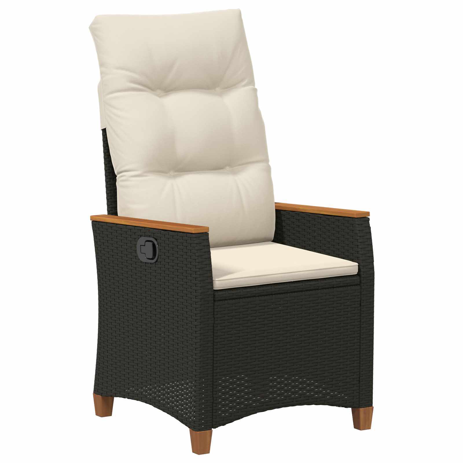 Verstellbarer Gartenstuhl Schwarz und Creme 64 x 57,5 x 112 cm