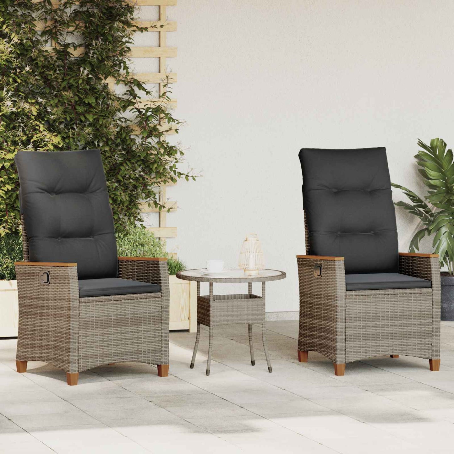 Verstellbarer Gartenstuhl Grau und Dunkelgrau Poly-Rattan