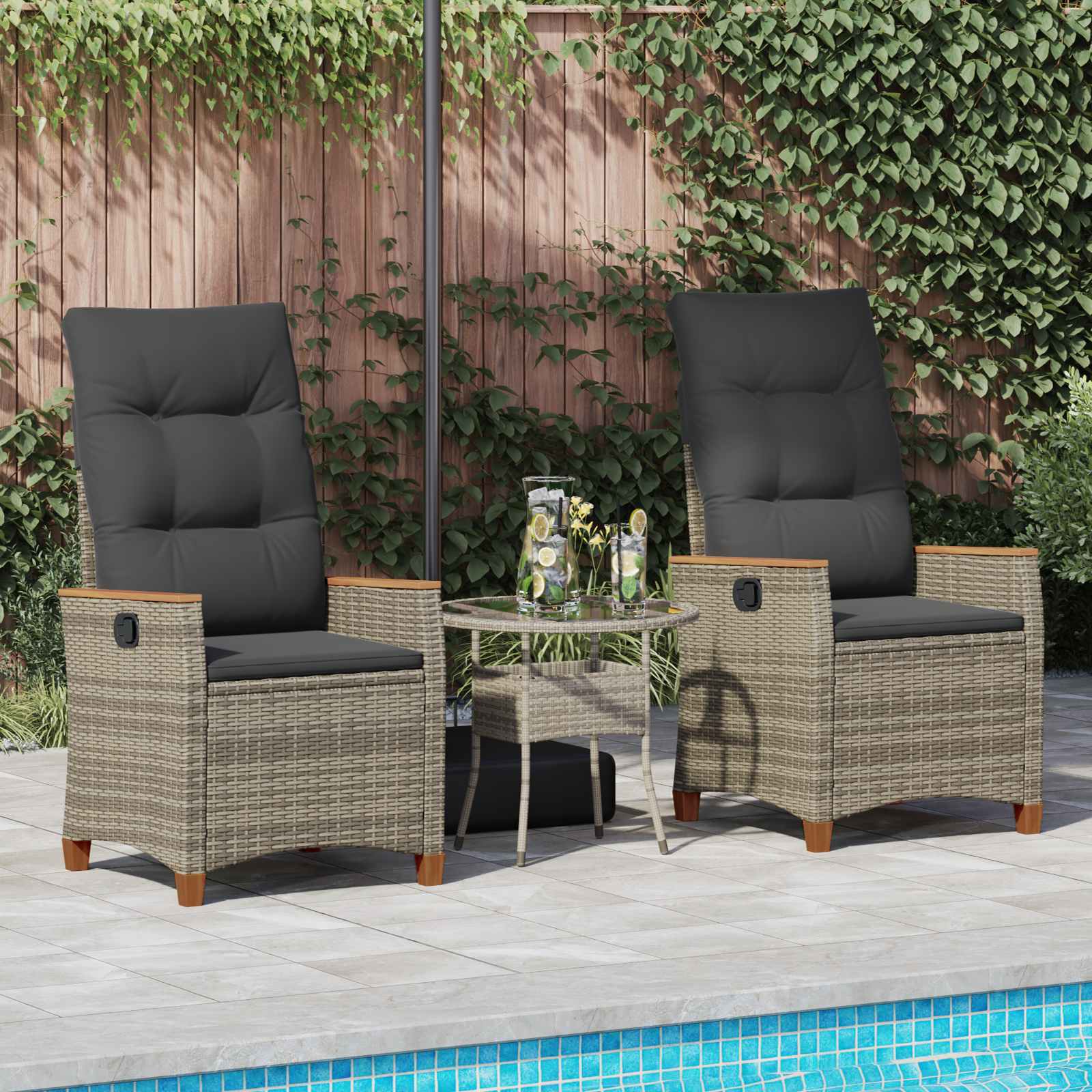 Verstellbarer Gartenstuhl Grau und Dunkelgrau Poly-Rattan