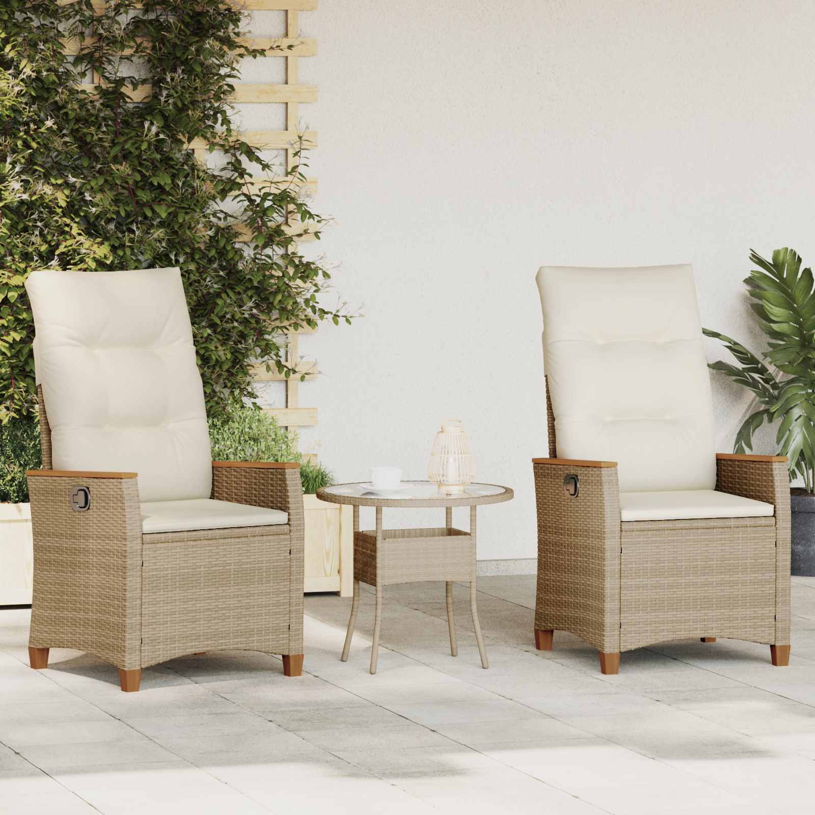 Verstellbarer Gartenstuhl Beige und Creme 64 x 57,5 x 112 cm