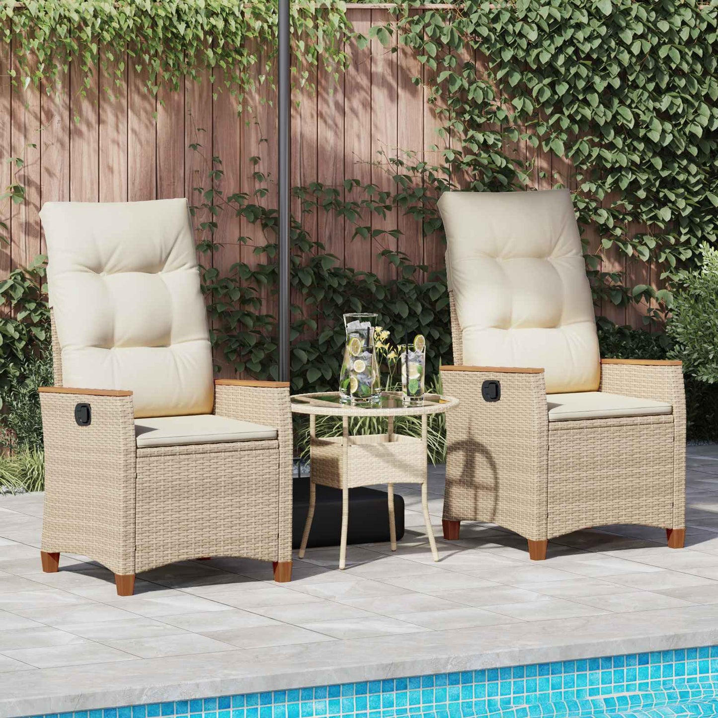 Verstellbarer Gartenstuhl Beige und Creme 64 x 57,5 x 112 cm