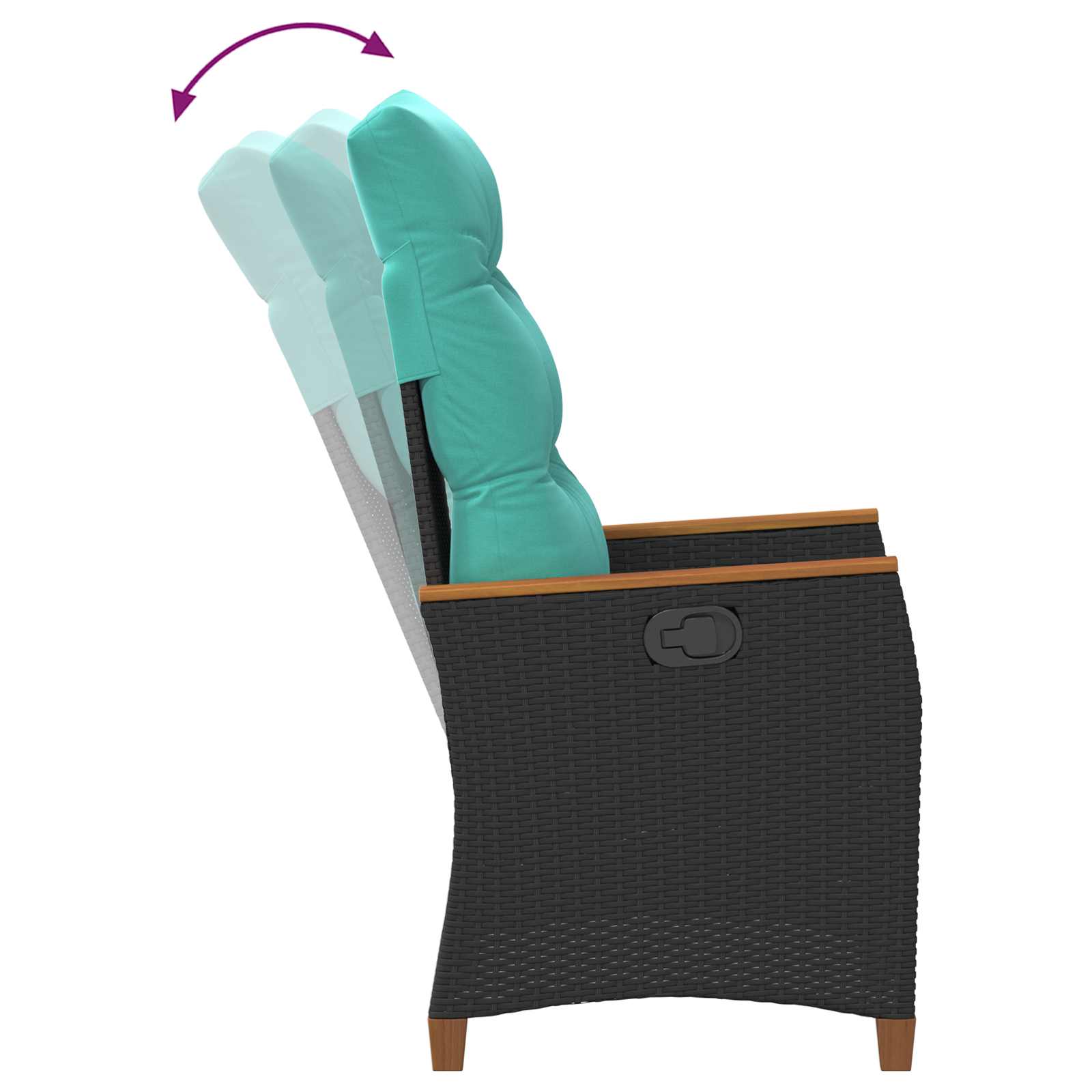Verstellbarer Gartenstuhl Schwarz und Türkis 64 x 57,5 x 112 cm