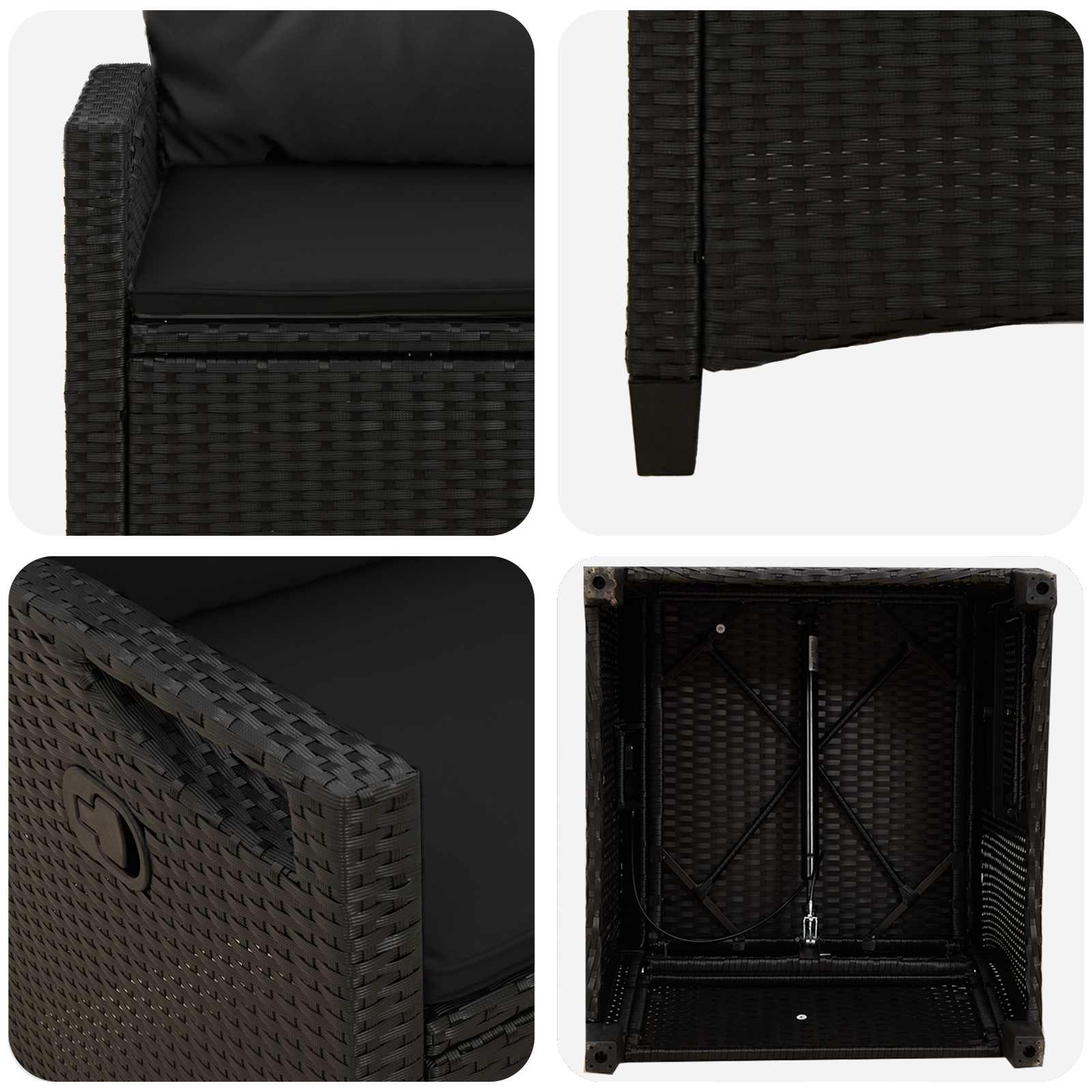 Gartenstuhl 2 Stk. Schwarz Stahl und Polyester