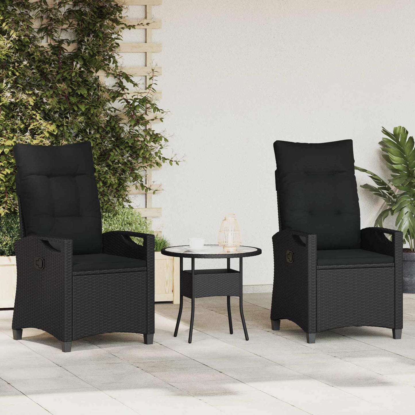 Gartenstuhl 2 Stk. Schwarz Stahl und Polyester