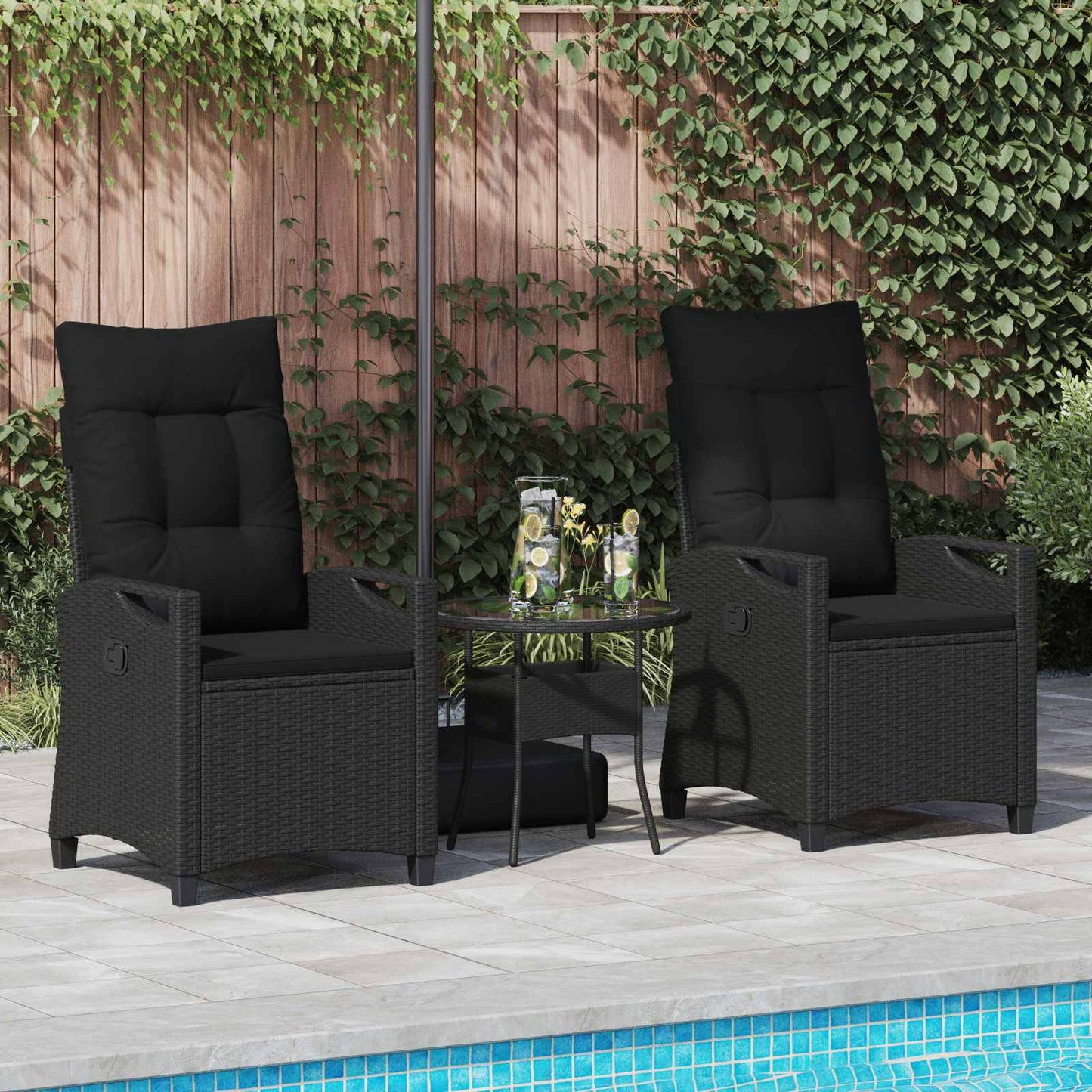 Gartenstuhl 2 stk. Schwarz Stahl und Polyester