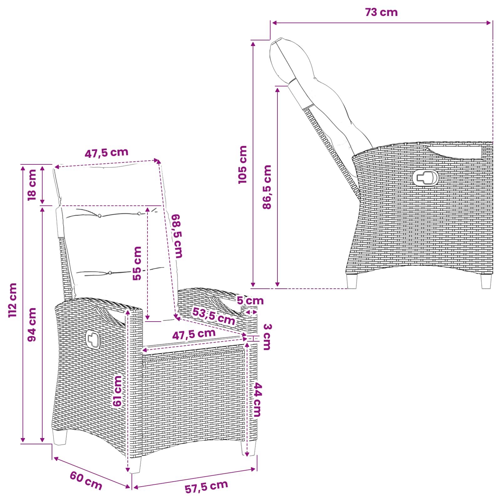 Gartenstuhl 2 Stk. Schwarz Stahl und Polyester