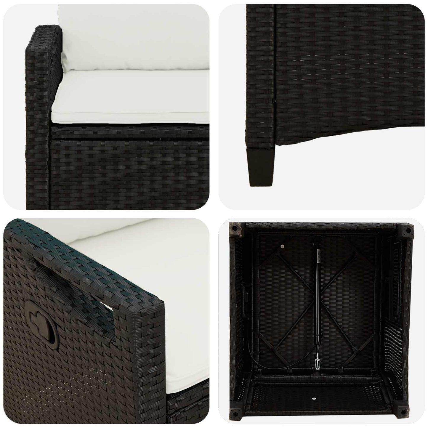 Gartenstuhl 2 Stk. Schwarz und Creme Stahl und Polyester