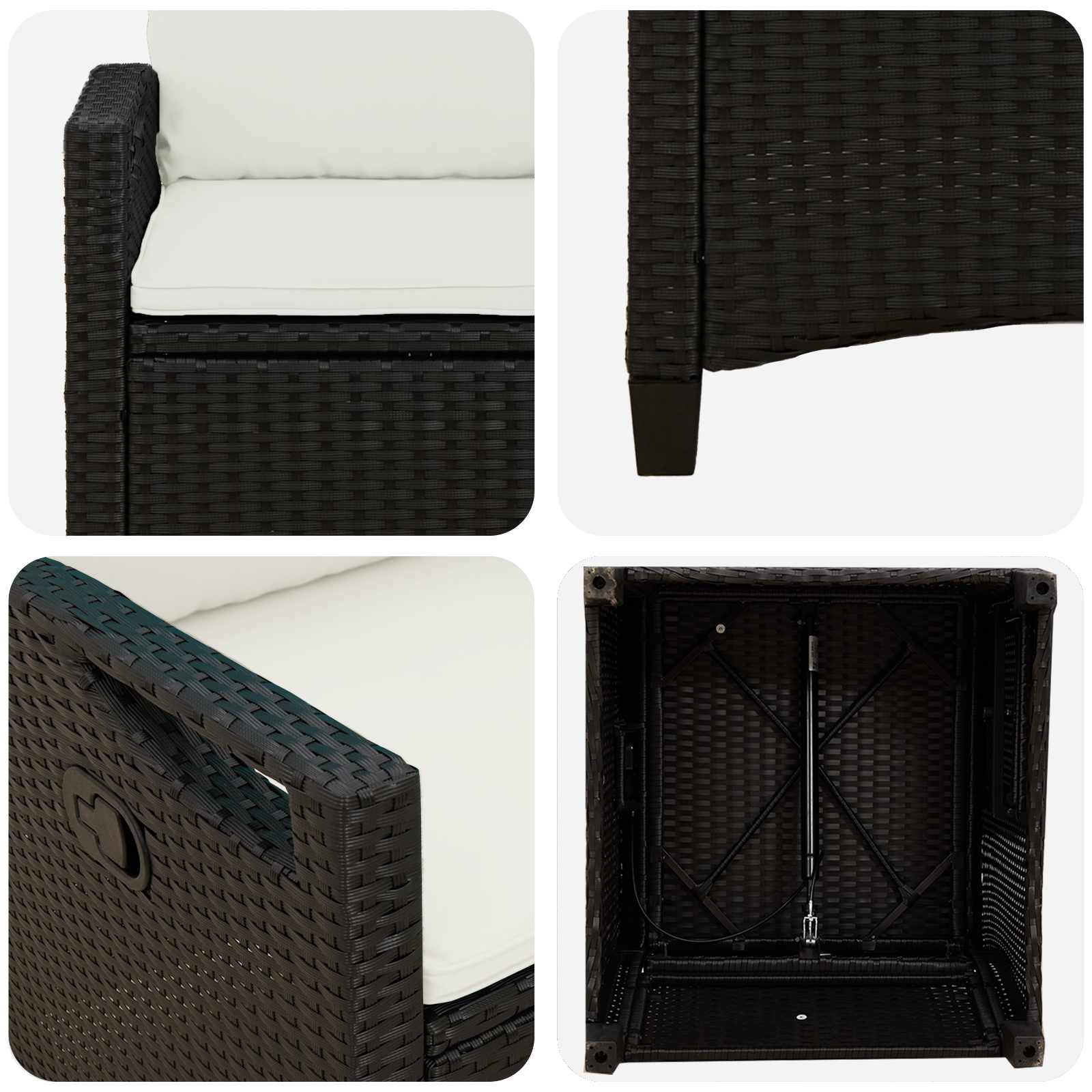 Gartenstuhl 2 Stk. Schwarz und Creme Stahl und Polyester