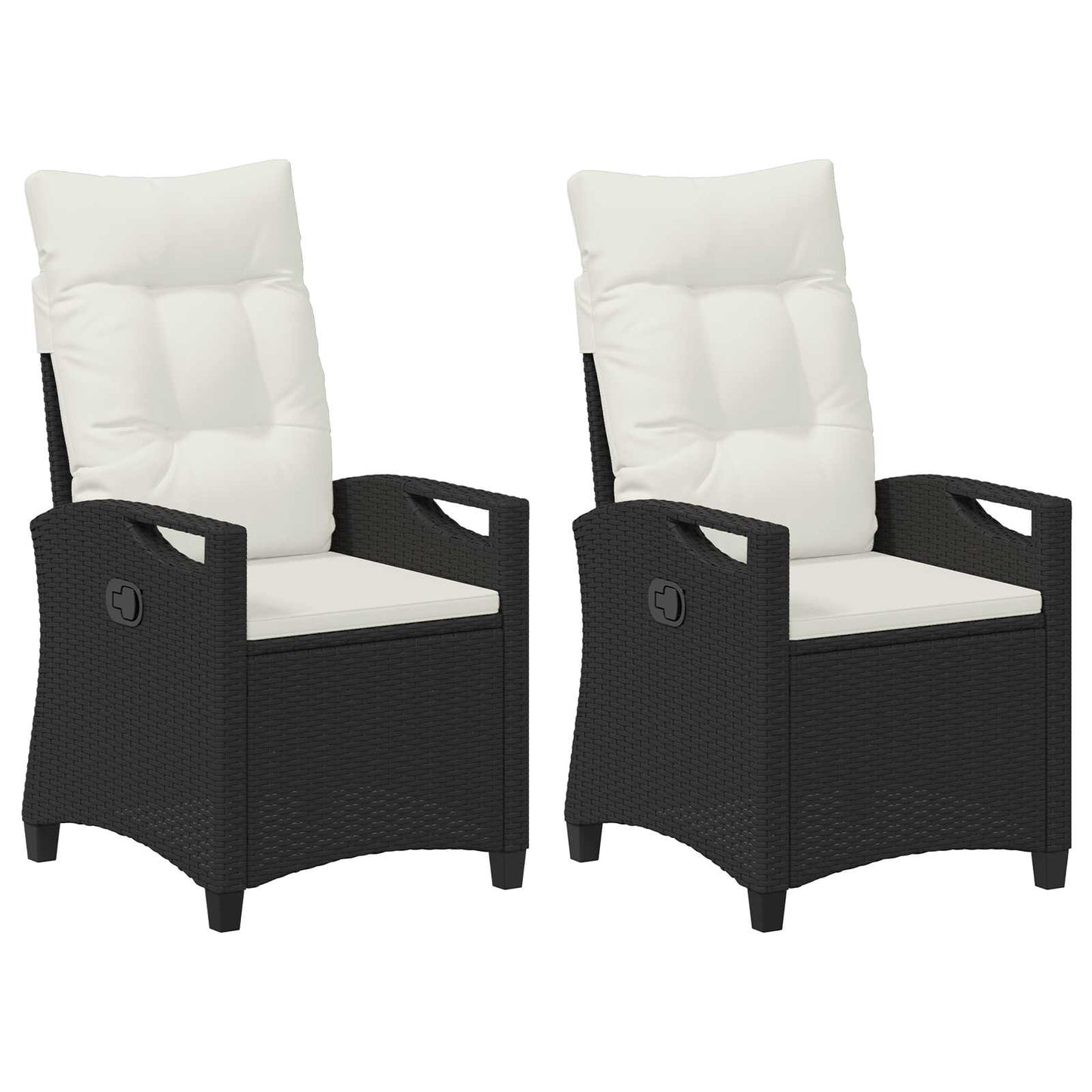 Gartenstuhl 2 Stk. Schwarz und Creme Stahl und Polyester