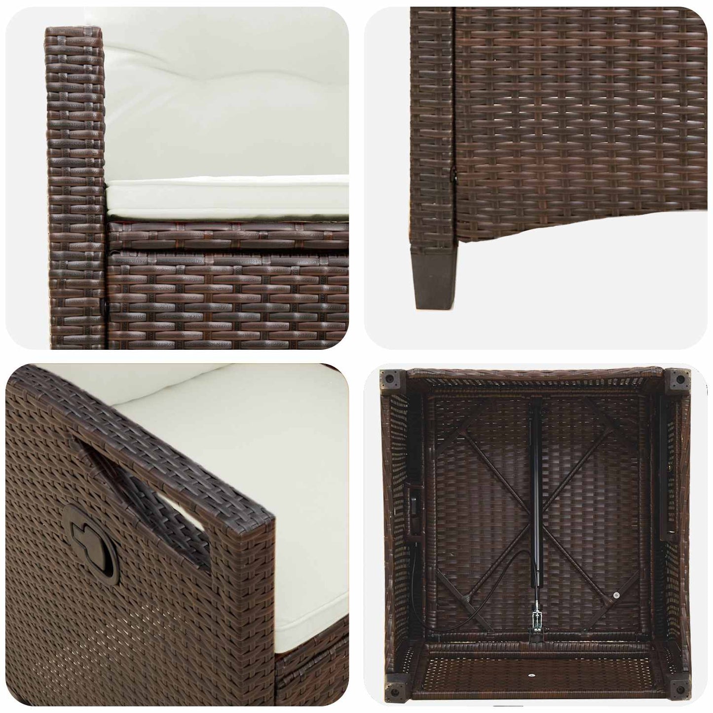 Gartenstuhl 2 stk. Braun und Creme Stahl und Polyester