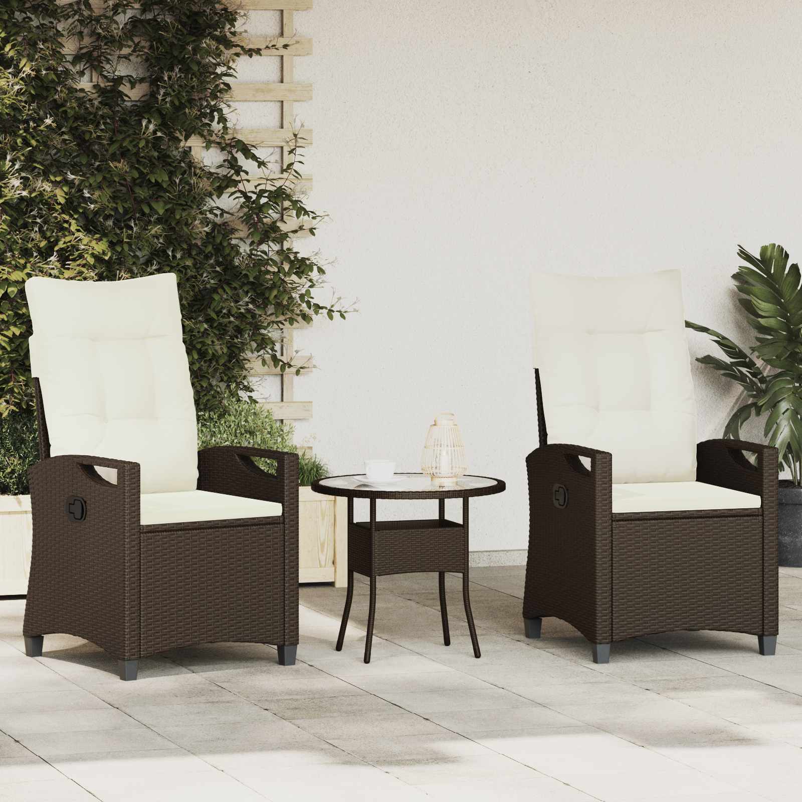 Gartenstuhl 2 Stk. Braun und Creme Stahl und Polyester