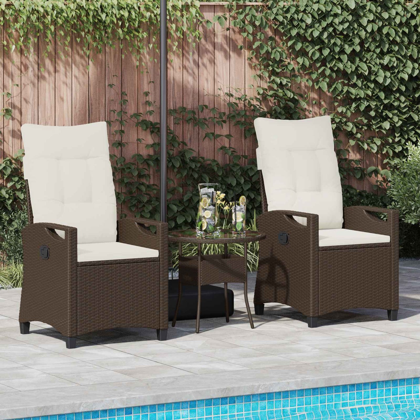 Gartenstuhl 2 stk. Braun und Creme Stahl und Polyester
