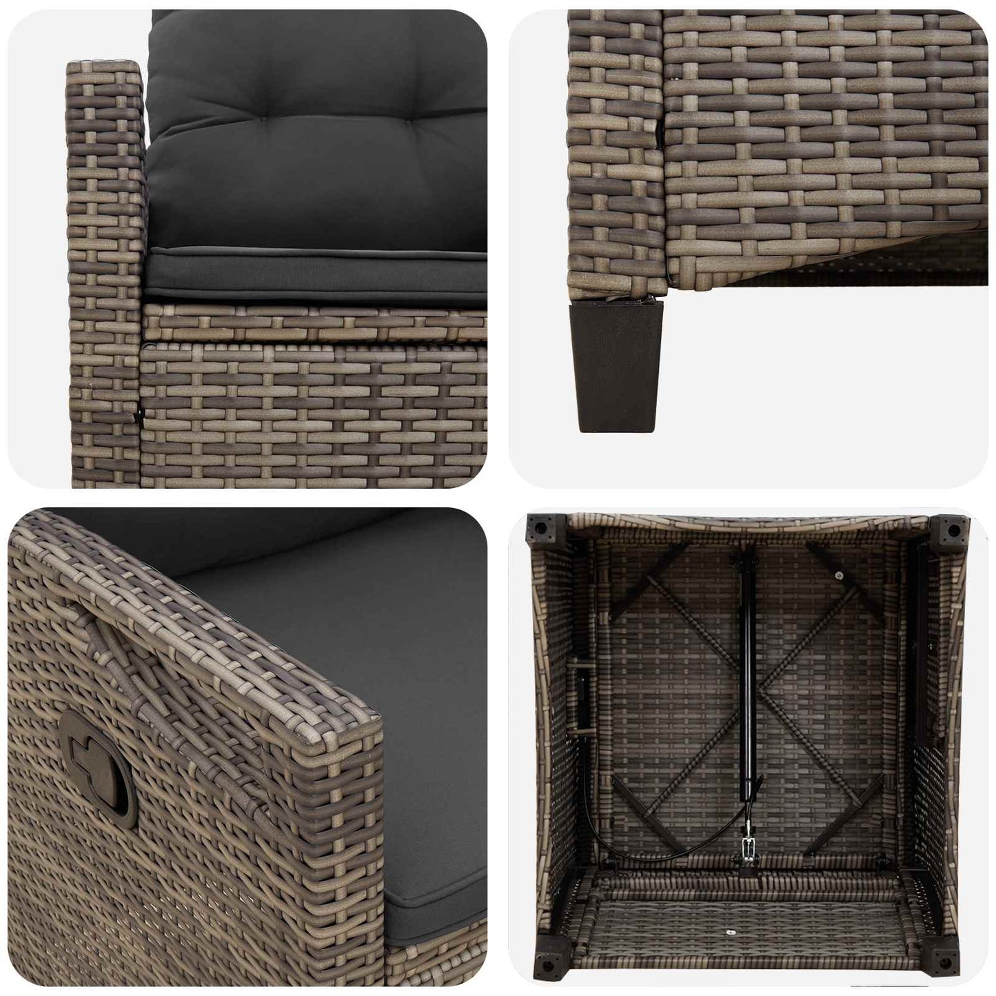 Gartenstuhl 2 Stk. Grau und Dunkelgrau Stahl und Polyester