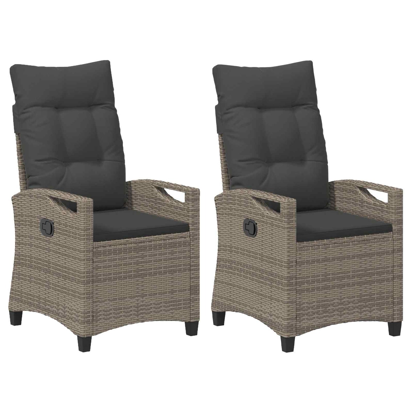 Gartenstuhl 2 Stk. Grau und Dunkelgrau Stahl und Polyester