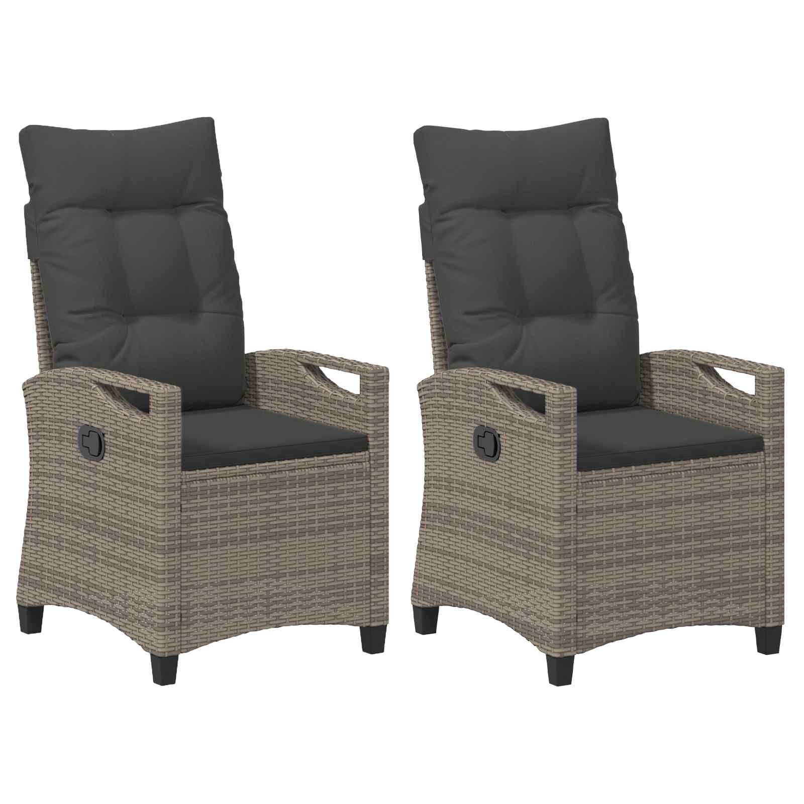 Gartenstuhl 2 Stk. Grau und Dunkelgrau Stahl und Polyester