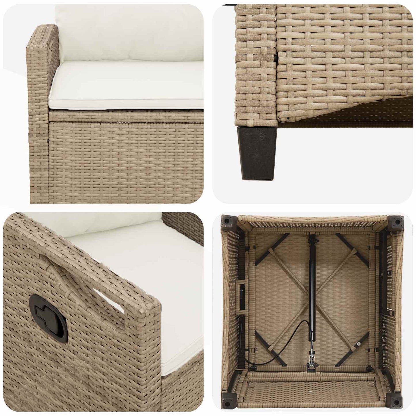 Gartenstuhl 2 Stk. Beige und Creme Stahl und Polyester
