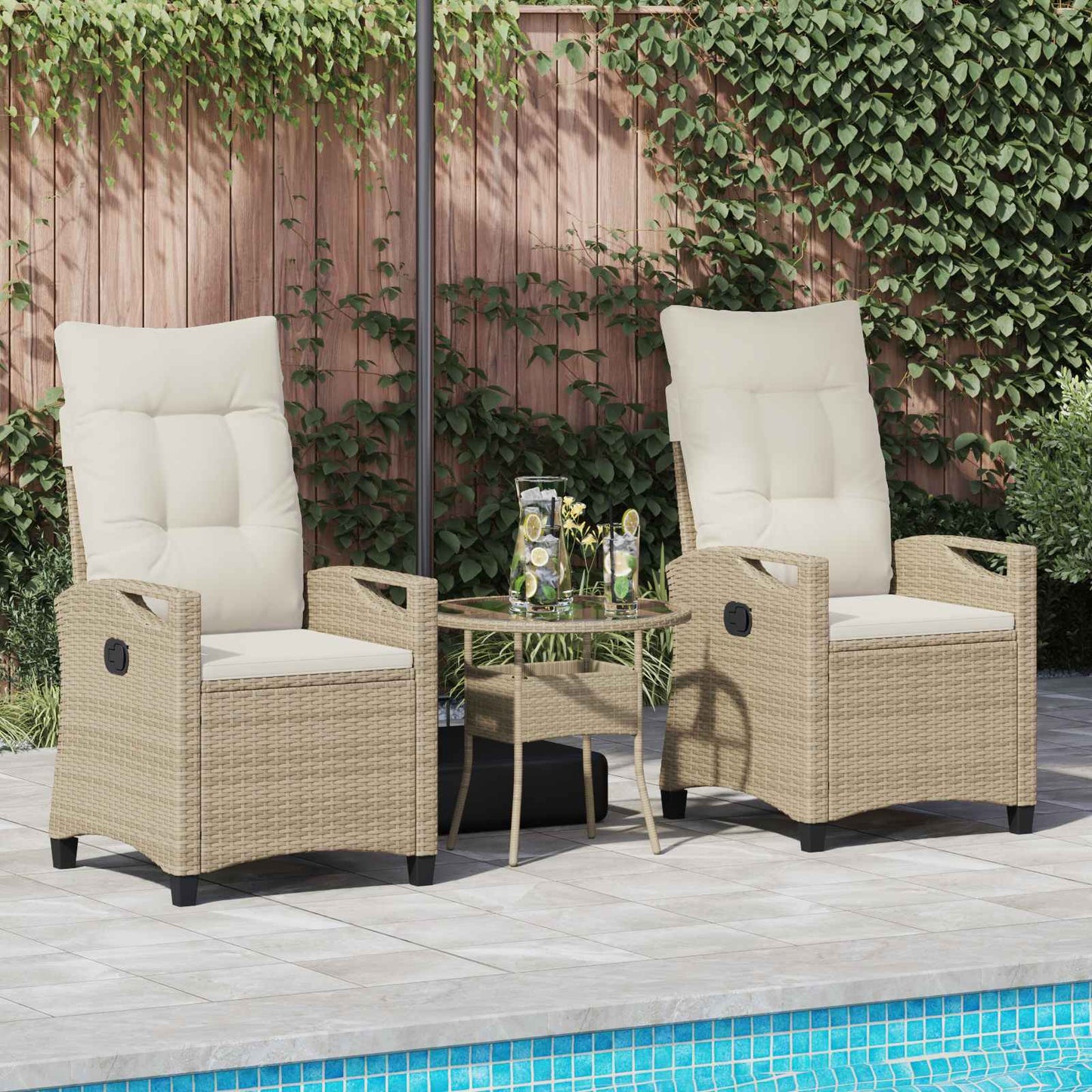 Gartenstuhl 2 Stk. Beige und Creme Stahl und Polyester