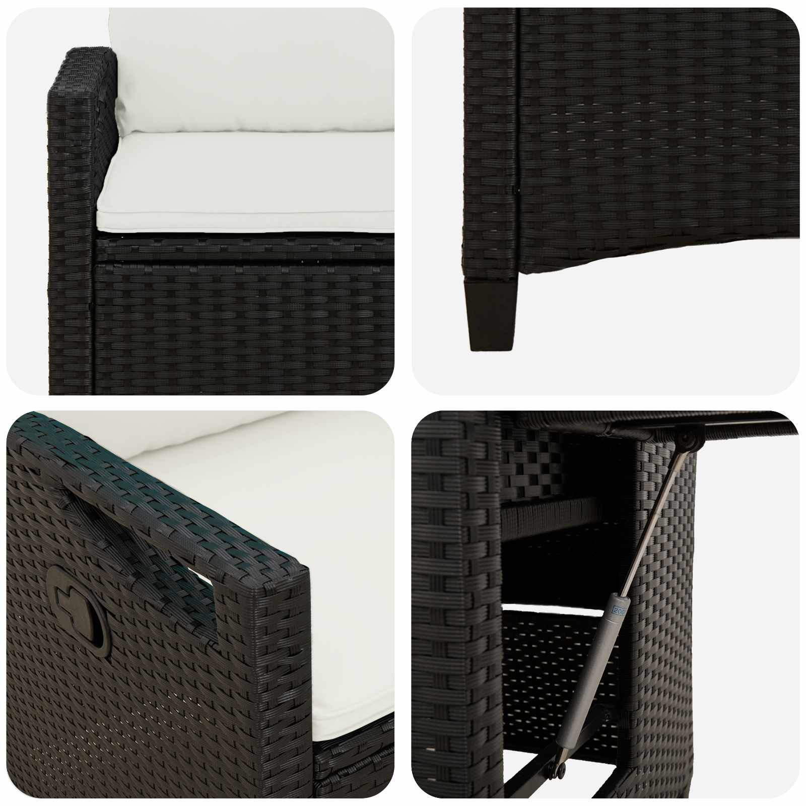 Verstellbarer Gartenstuhl Schwarz und Creme 56 x 60 x 112 cm