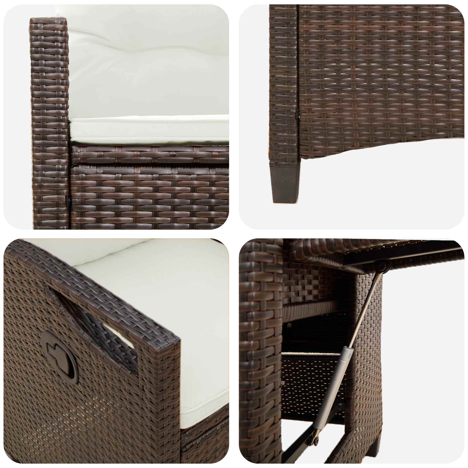 Verstellbarer Gartenstuhl Braun und Creme 56 x 60 x 112 cm