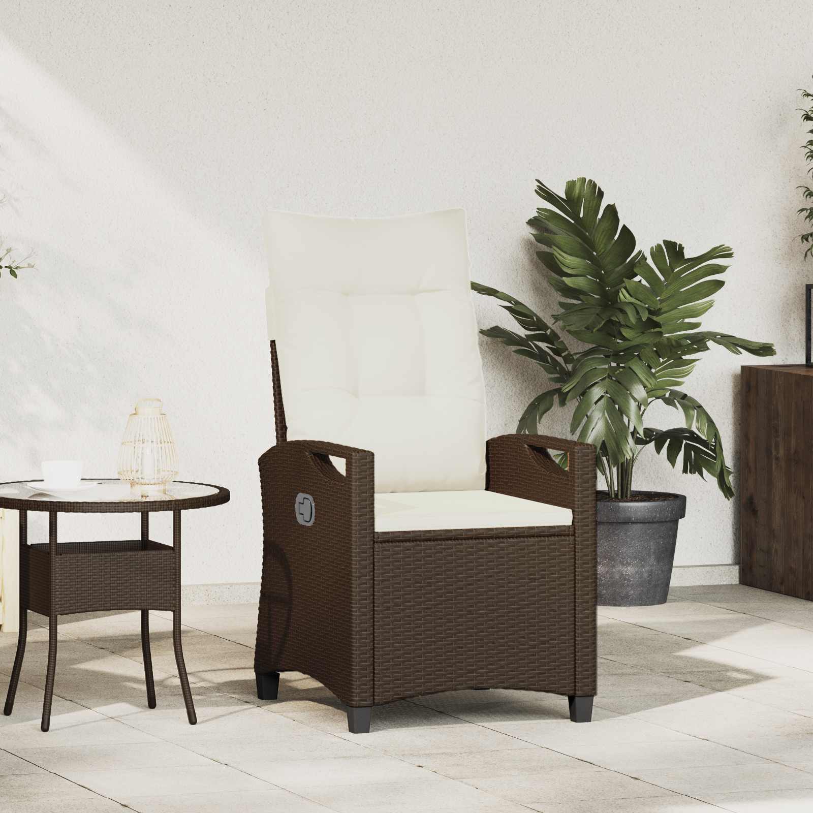 Verstellbarer Gartenstuhl Braun und Creme 56 x 60 x 112 cm