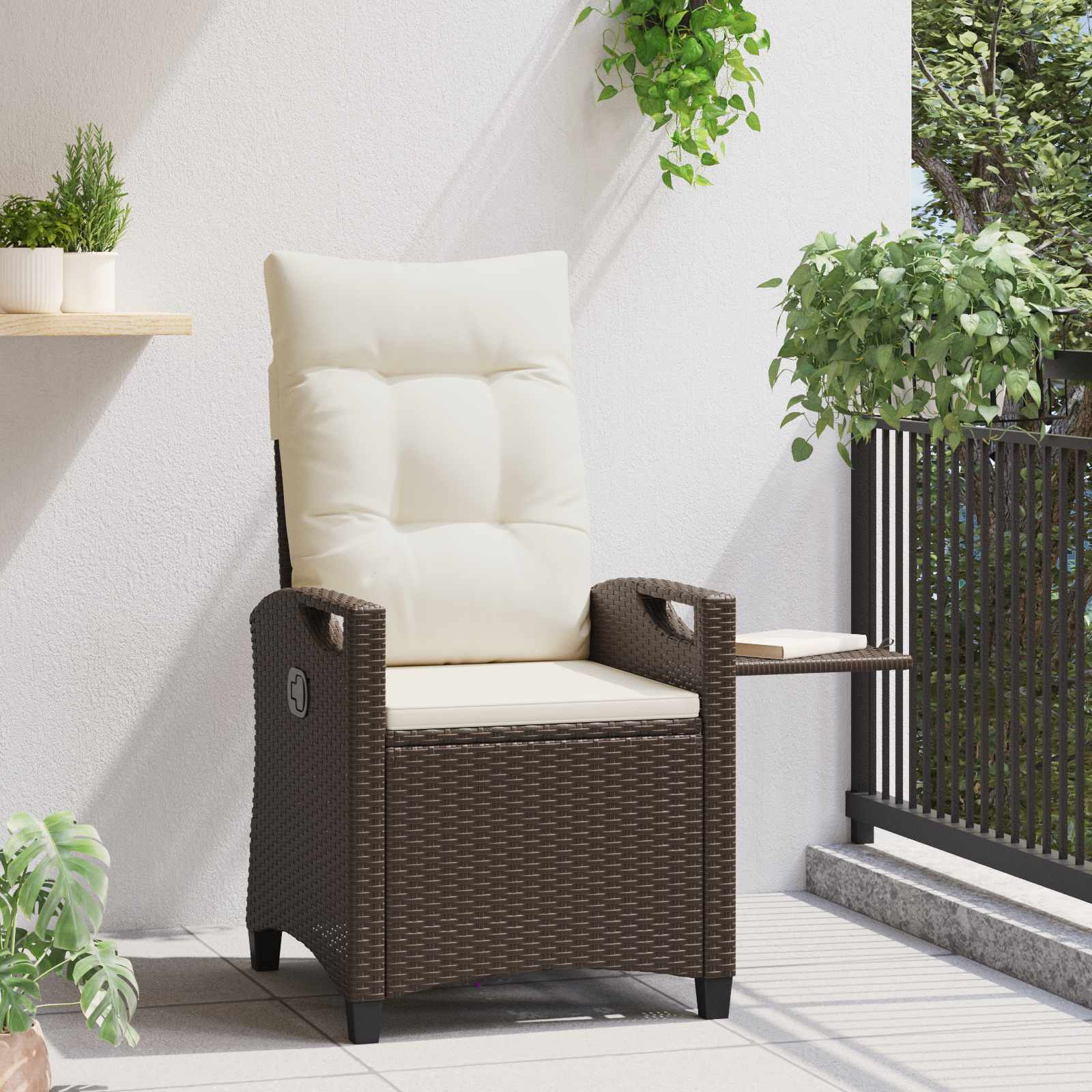Verstellbarer Gartenstuhl Braun und Creme 56 x 60 x 112 cm