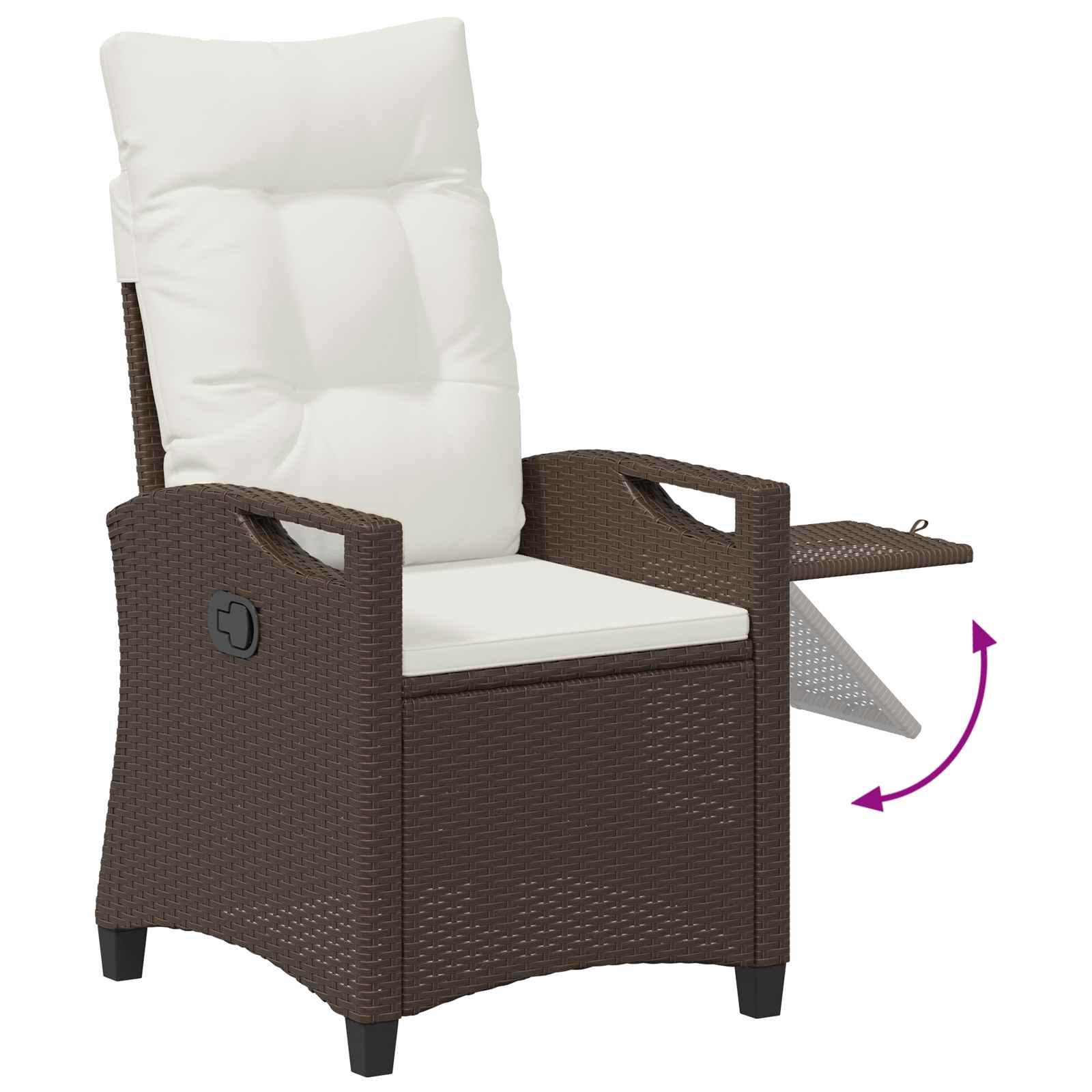Verstellbarer Gartenstuhl Braun und Creme 56 x 60 x 112 cm