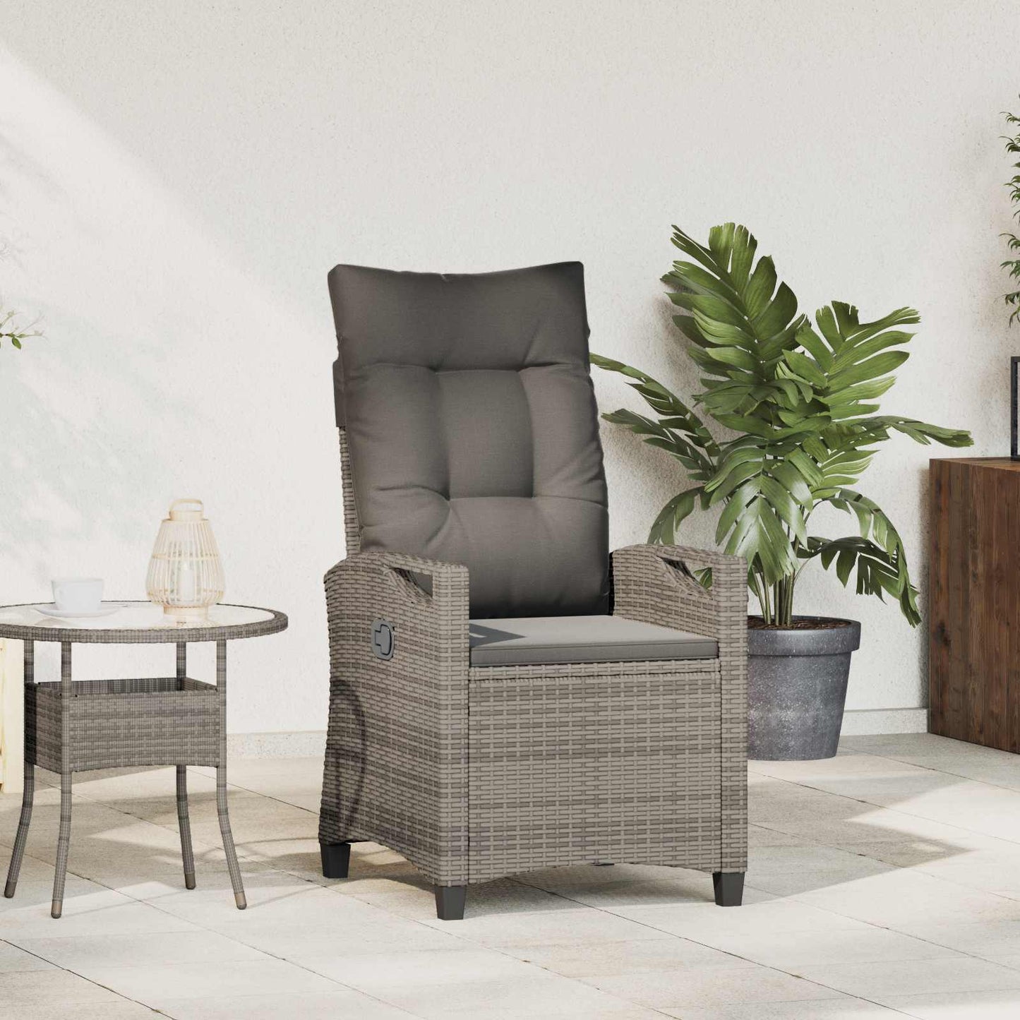 Verstellbarer Gartenstuhl Grau und Dunkelgrau 56 x 60 x 112 cm