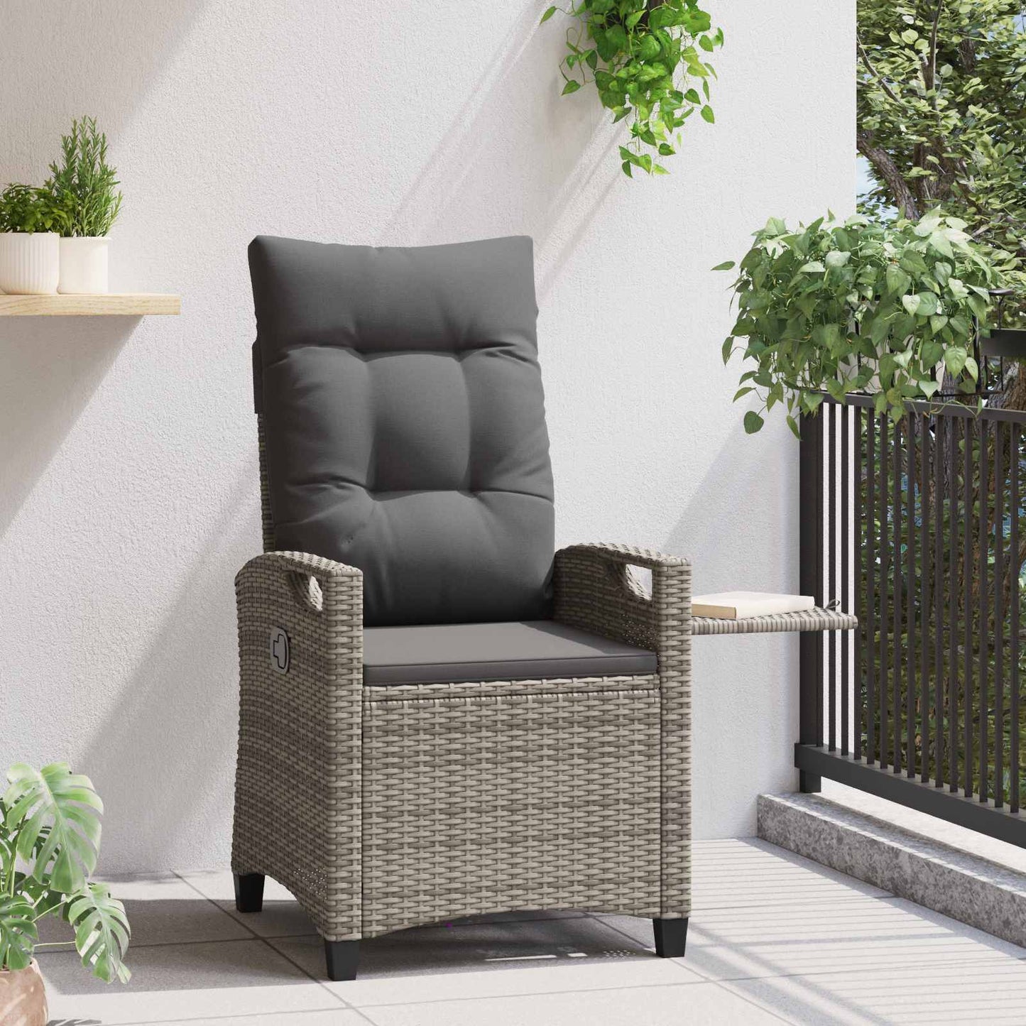 Verstellbarer Gartenstuhl Grau und Dunkelgrau 56 x 60 x 112 cm