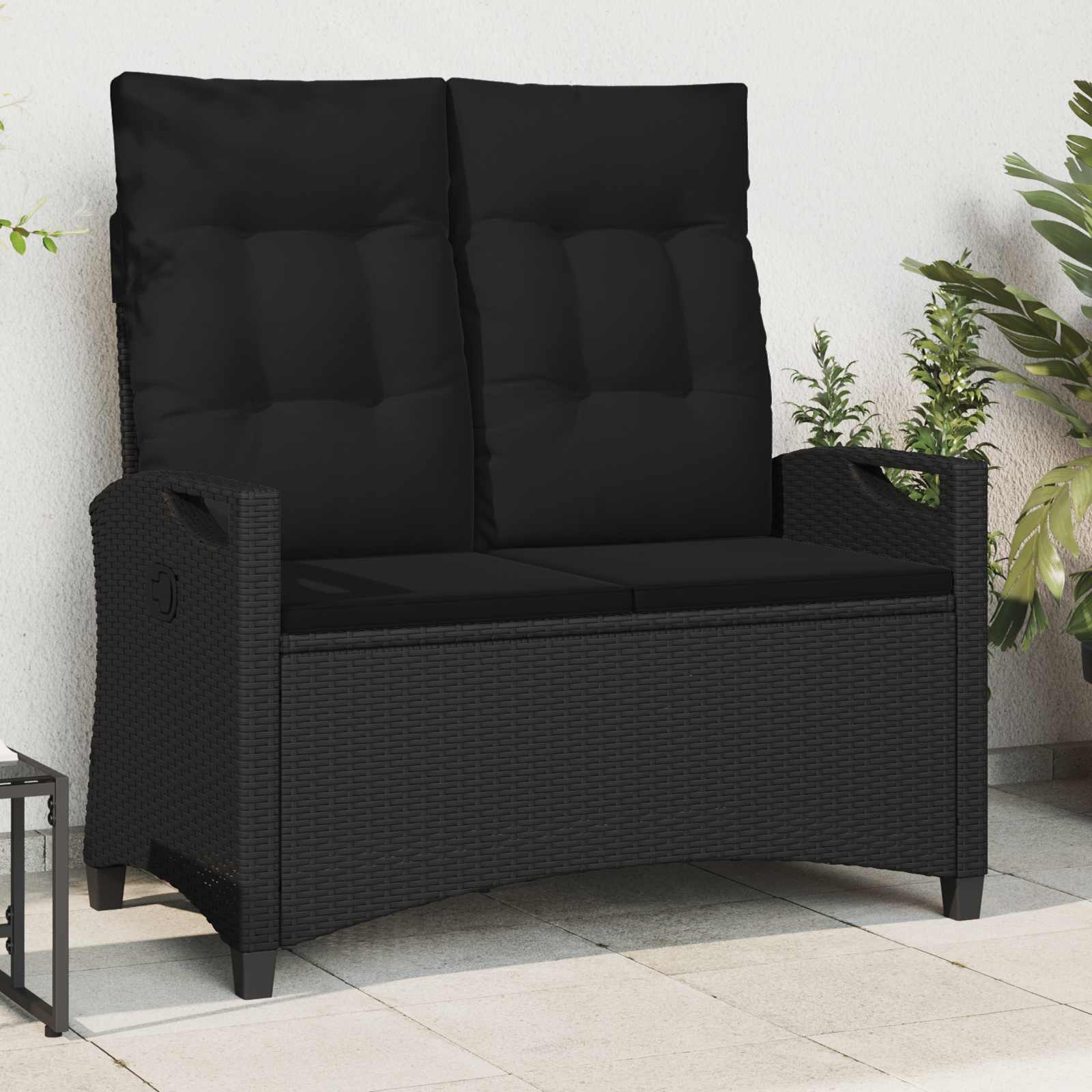 Gartenbank Schwarz 105 x 60 x 112 cm Stahl und Polyester
