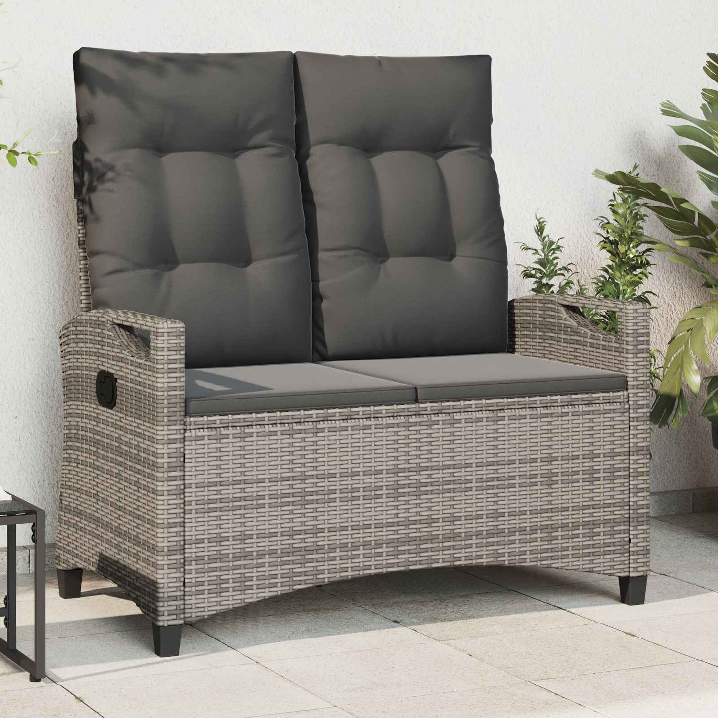 Gartenbank mit Kissen Grau und Dunkelgrau 105 x 60 x 112 cm