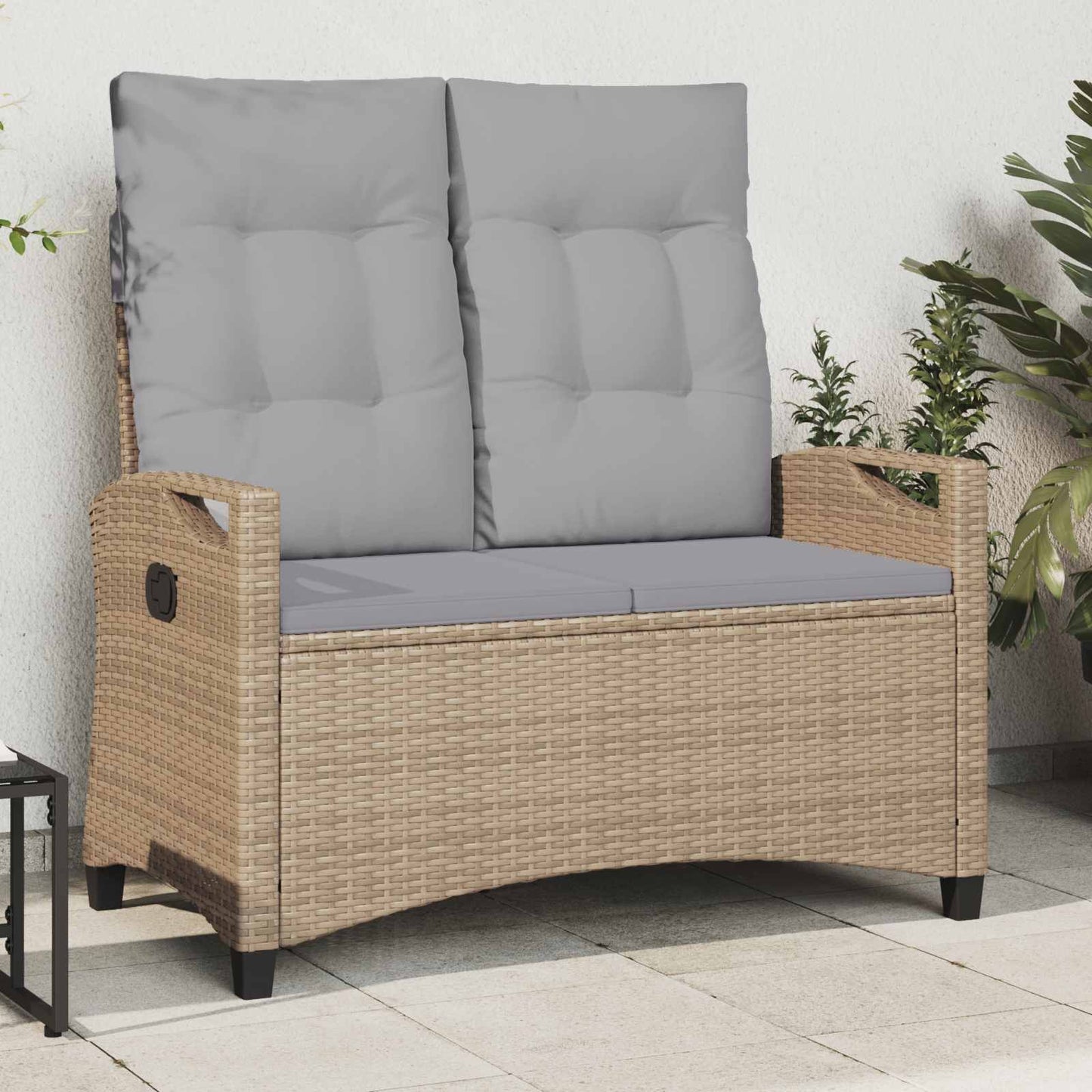 Gartenbank mit Kissen Beige und Hellgrau 105 x 60 x 112 cm