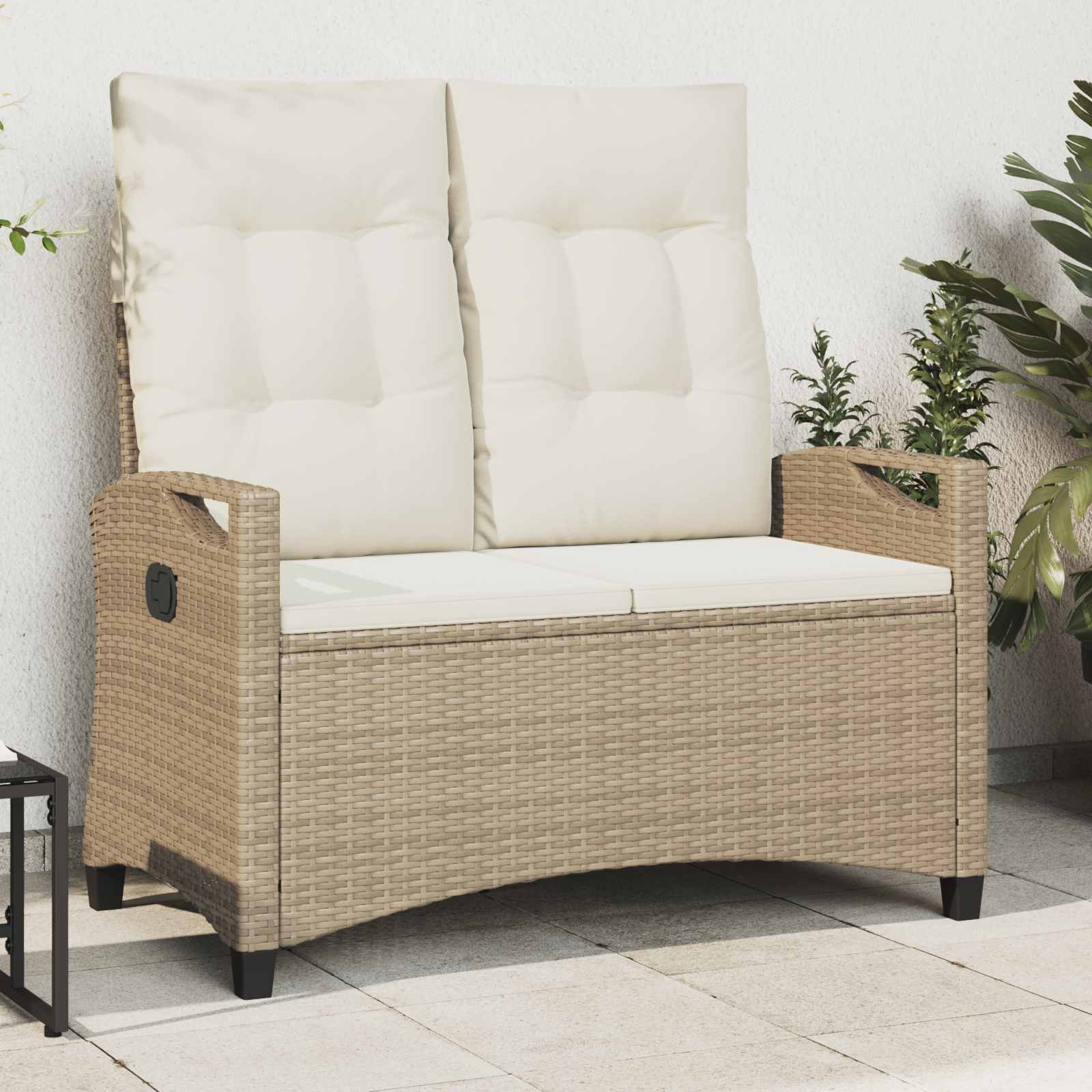 Gartenbank mit Kissen Beige und Creme 105 x 60 x 112 cm