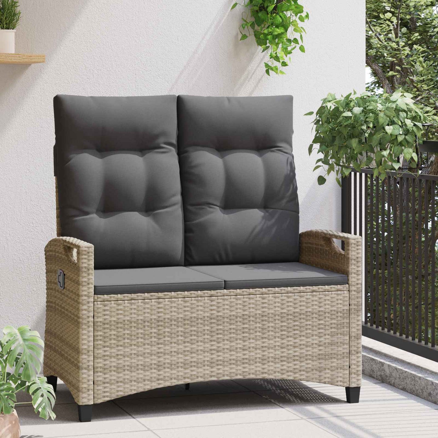 Gartenbank mit Kissen 105 x 60 x 112 cm Stahl