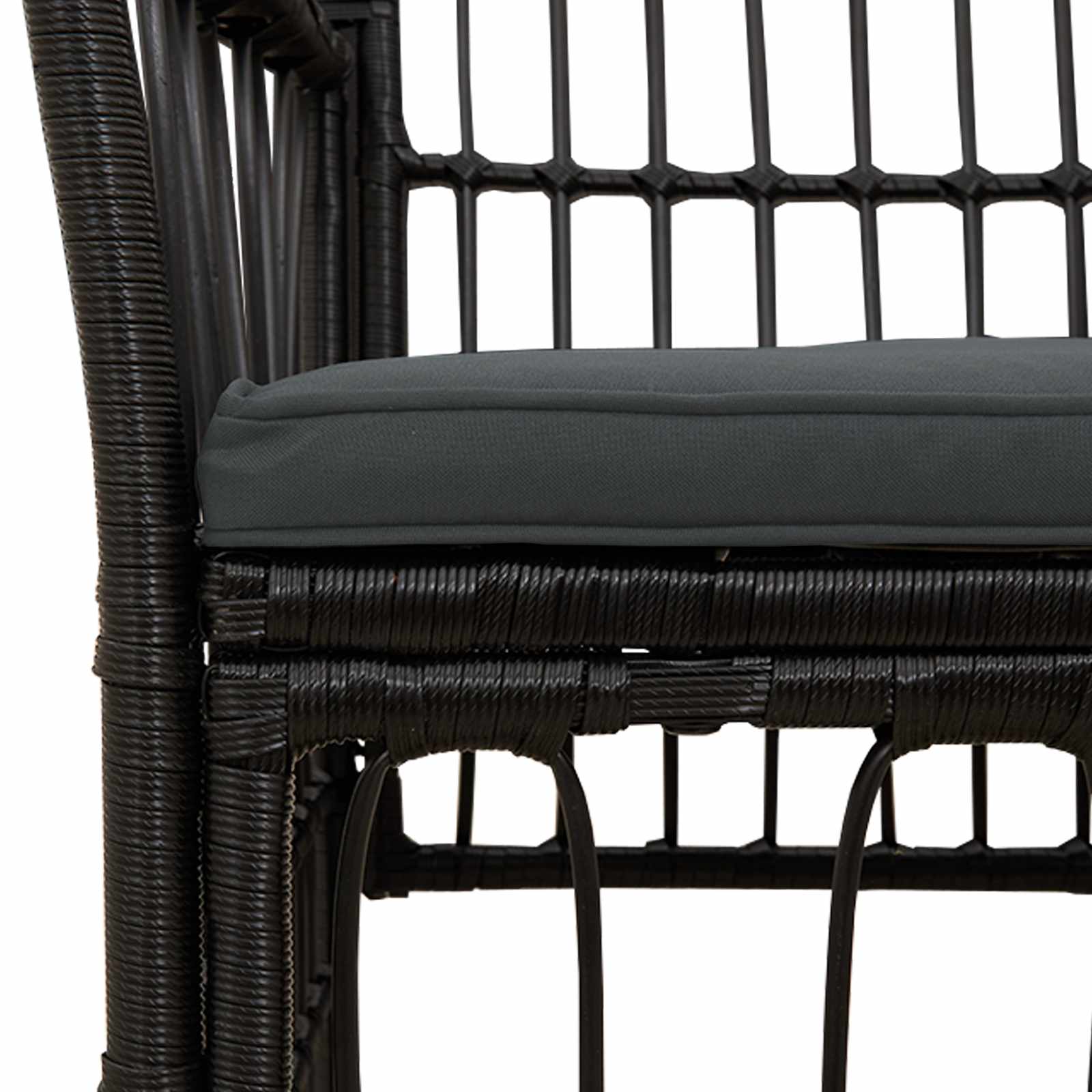 Gartenstühle 2 Stk. Schwarz PE Rattan, Stahl und Polyesterstoff