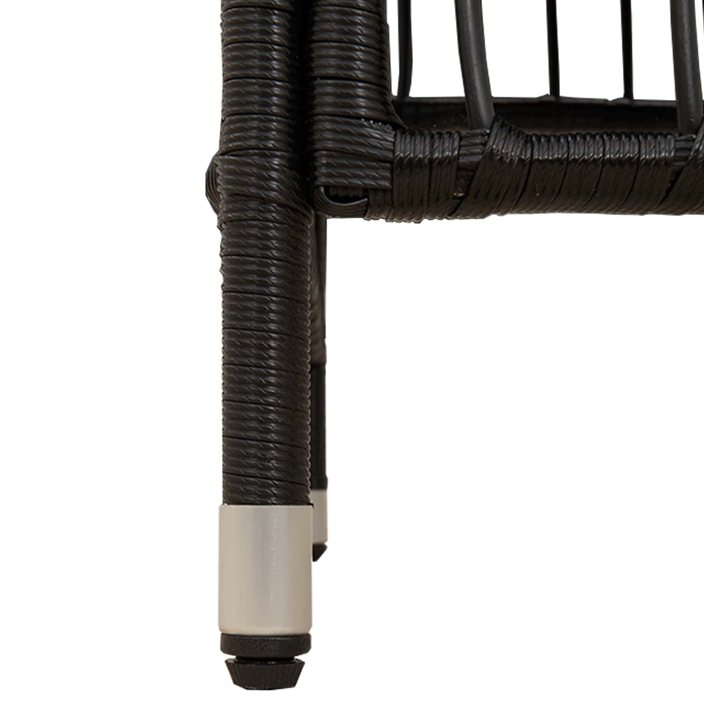 Gartenstühle 2 Stk. Schwarz PE Rattan, Stahl und Polyesterstoff