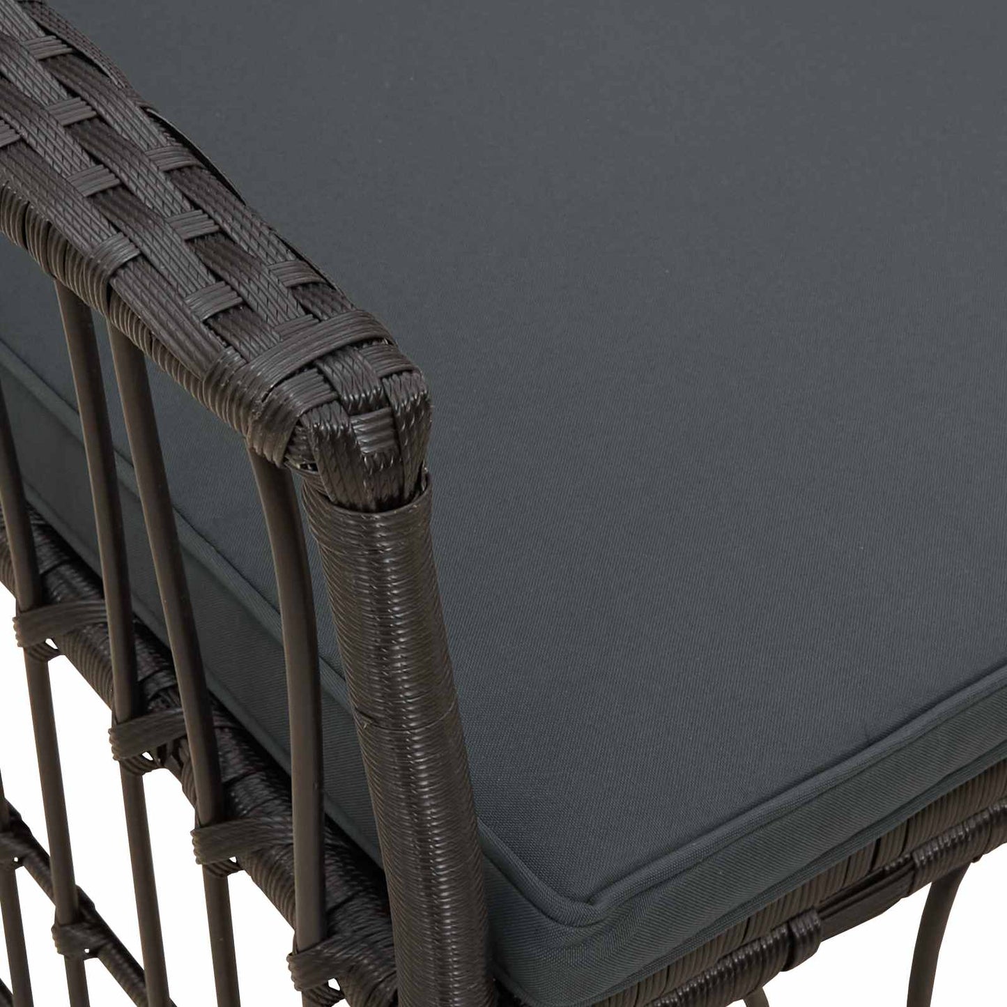 Gartenstühle 2 Stk. Schwarz PE Rattan, Stahl und Polyesterstoff