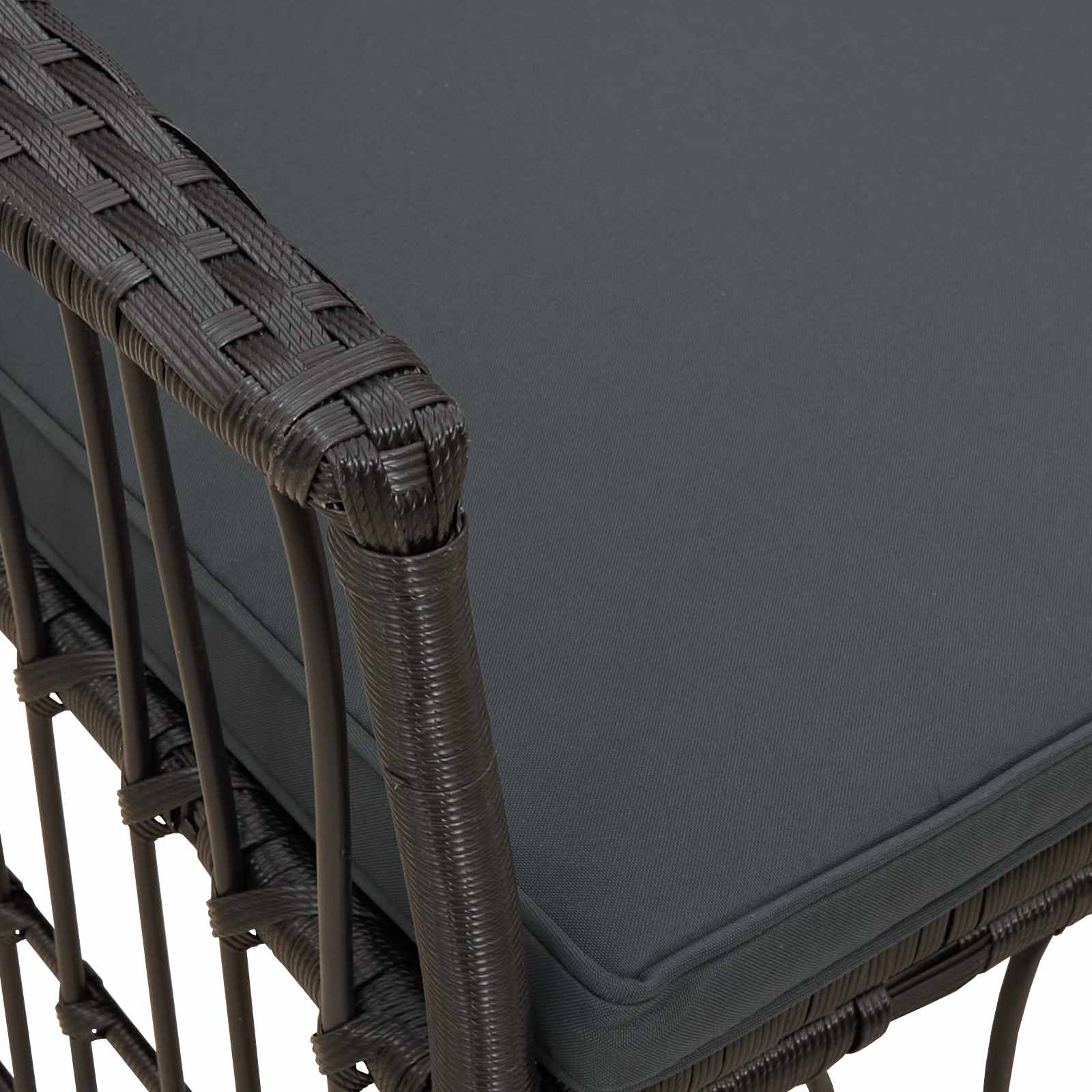 Gartenstühle 2 Stk. Schwarz PE Rattan, Stahl und Polyesterstoff