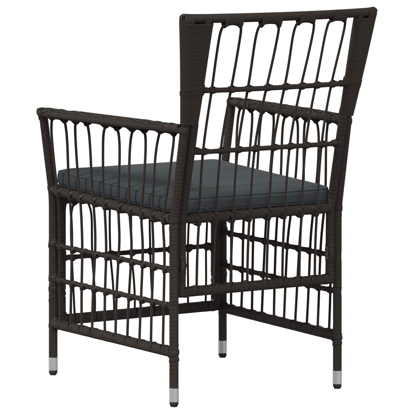 Gartenstühle 2 Stk. Schwarz PE Rattan, Stahl und Polyesterstoff