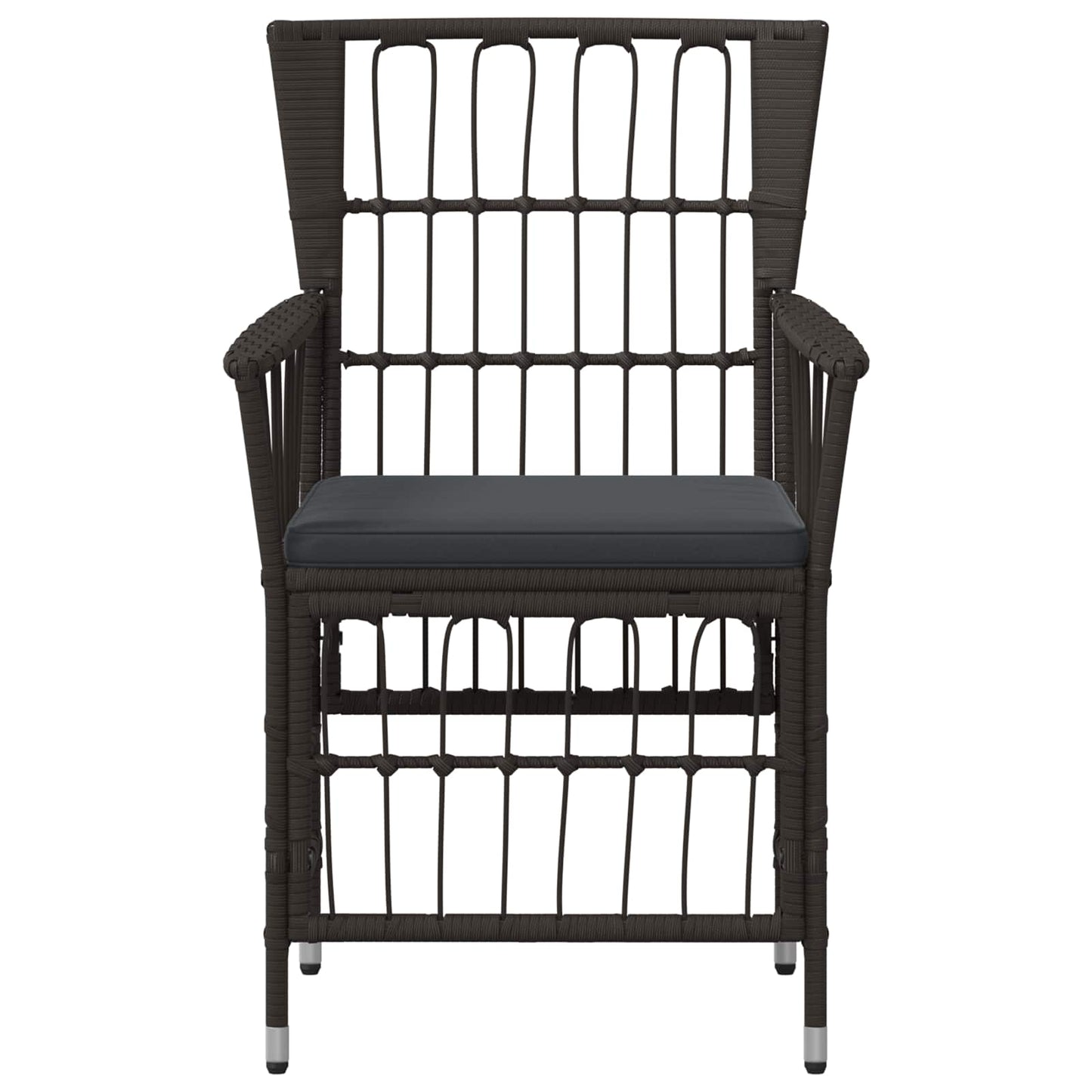 Gartenstühle 2 Stk. Schwarz PE Rattan, Stahl und Polyesterstoff